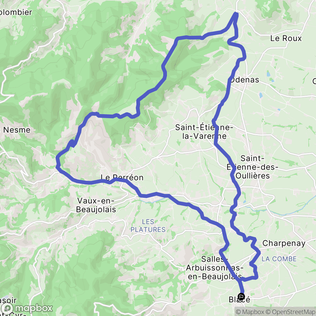 Blacé : carte du parcours de randonnée - France