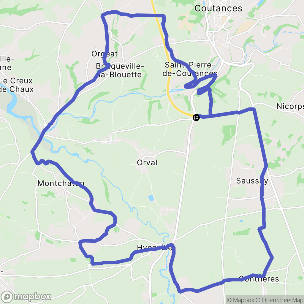 Orval-sur-Sienne : carte du parcours de randonnée - France