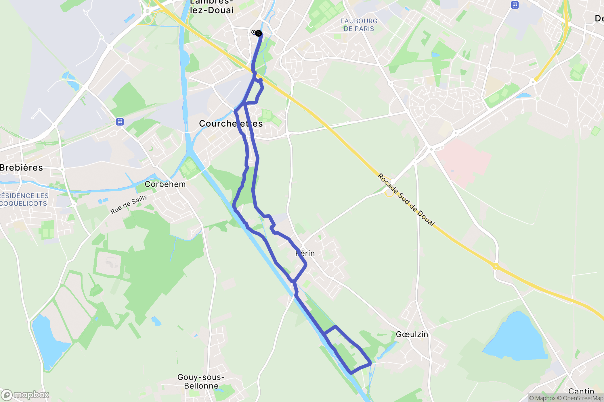 Lambres-lez-Douai : carte du parcours de randonnée - France