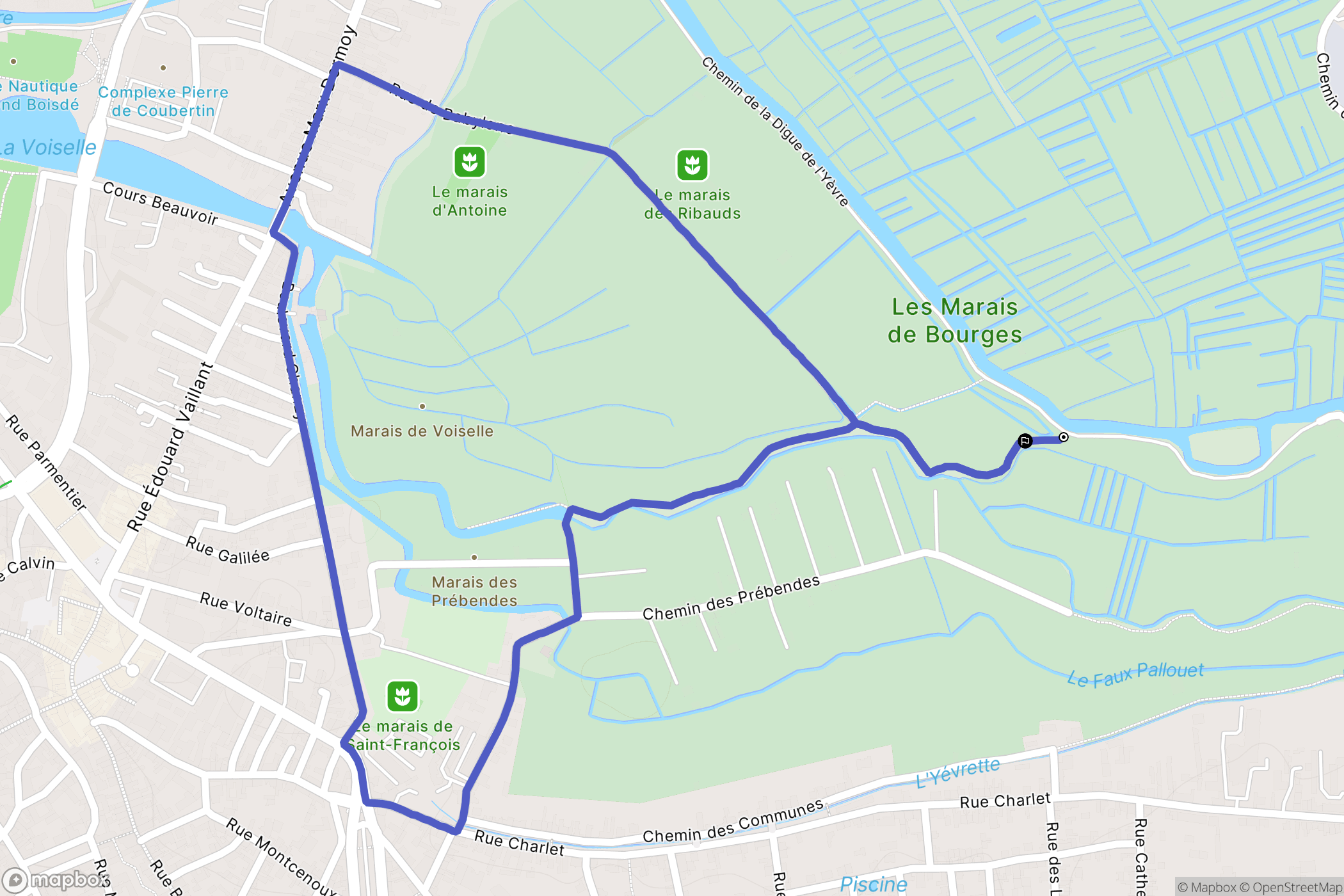 Bourges : carte du parcours de randonnée - France
