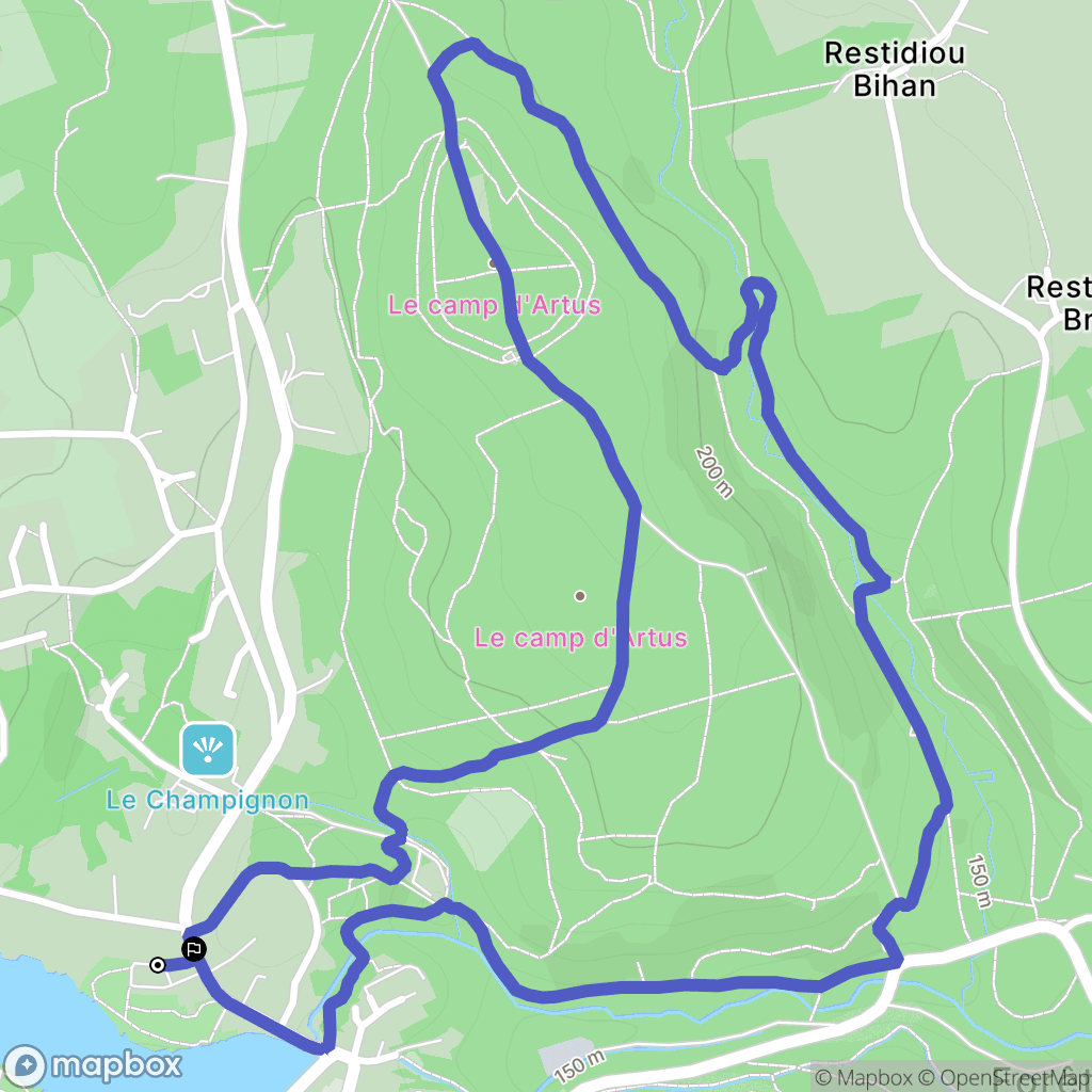 Huelgoat : carte du parcours de randonnée - France