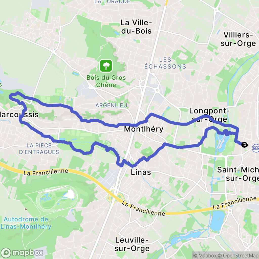 Saint-Michel-sur-Orge : carte du parcours de randonnée - France