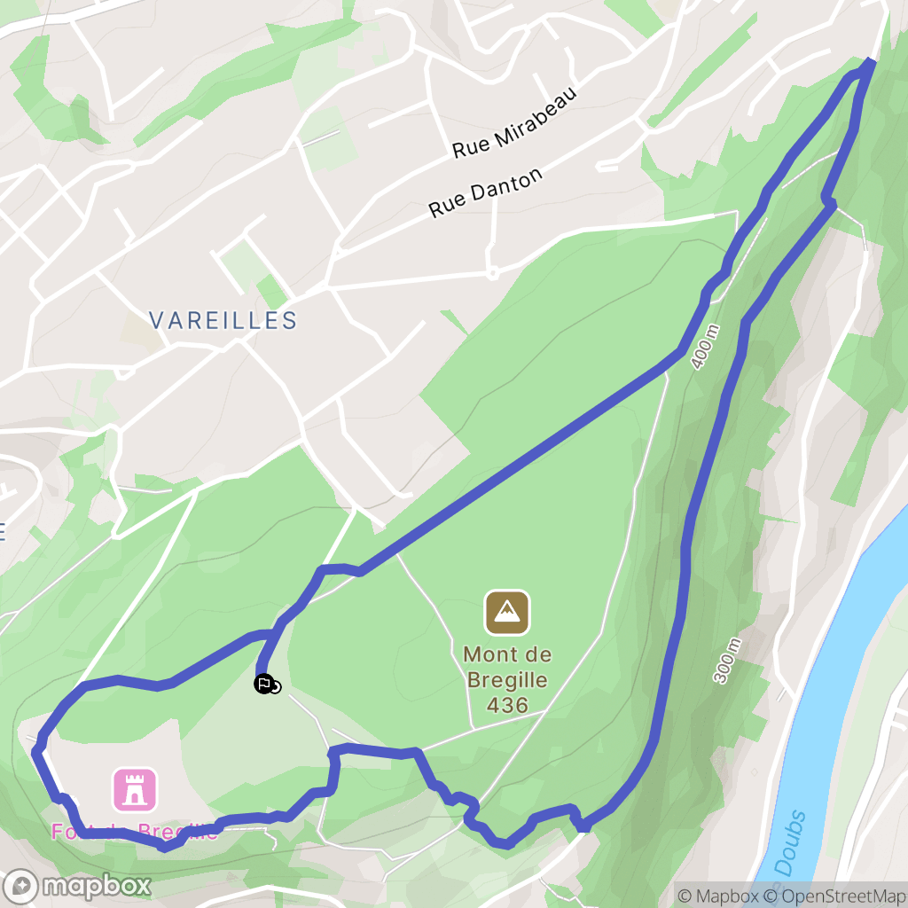 Besançon : carte du parcours de randonnée - France
