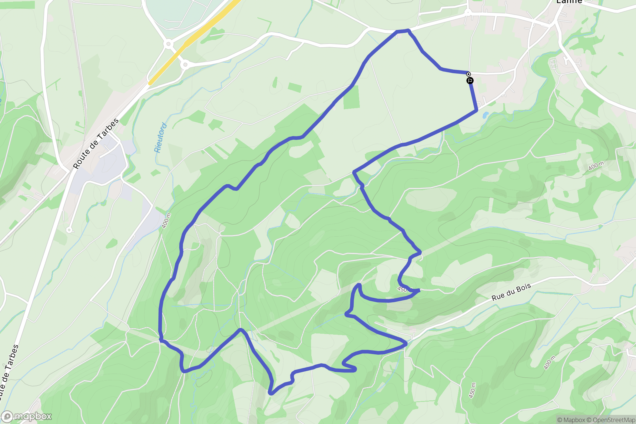 Lanne : carte du parcours de randonnée - France