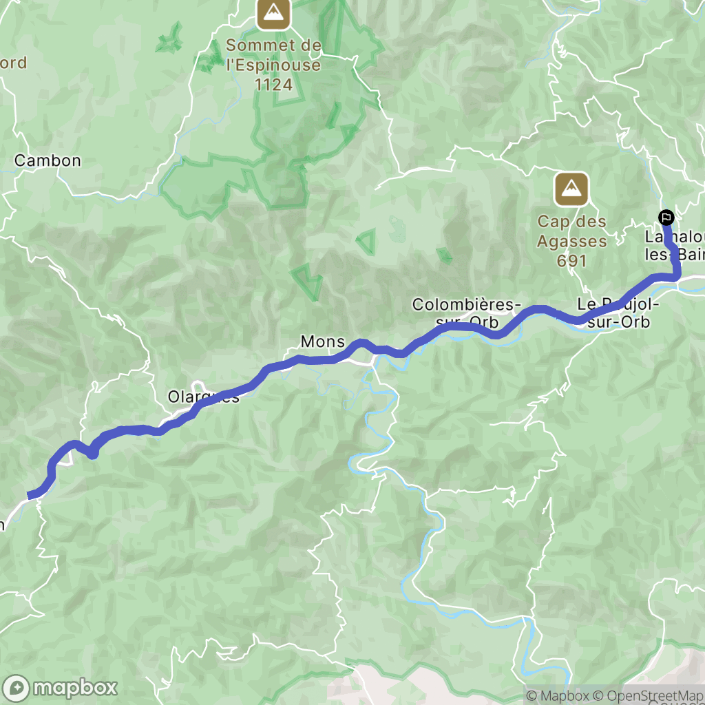Lamalou-les-Bains : carte du parcours de randonnée - France
