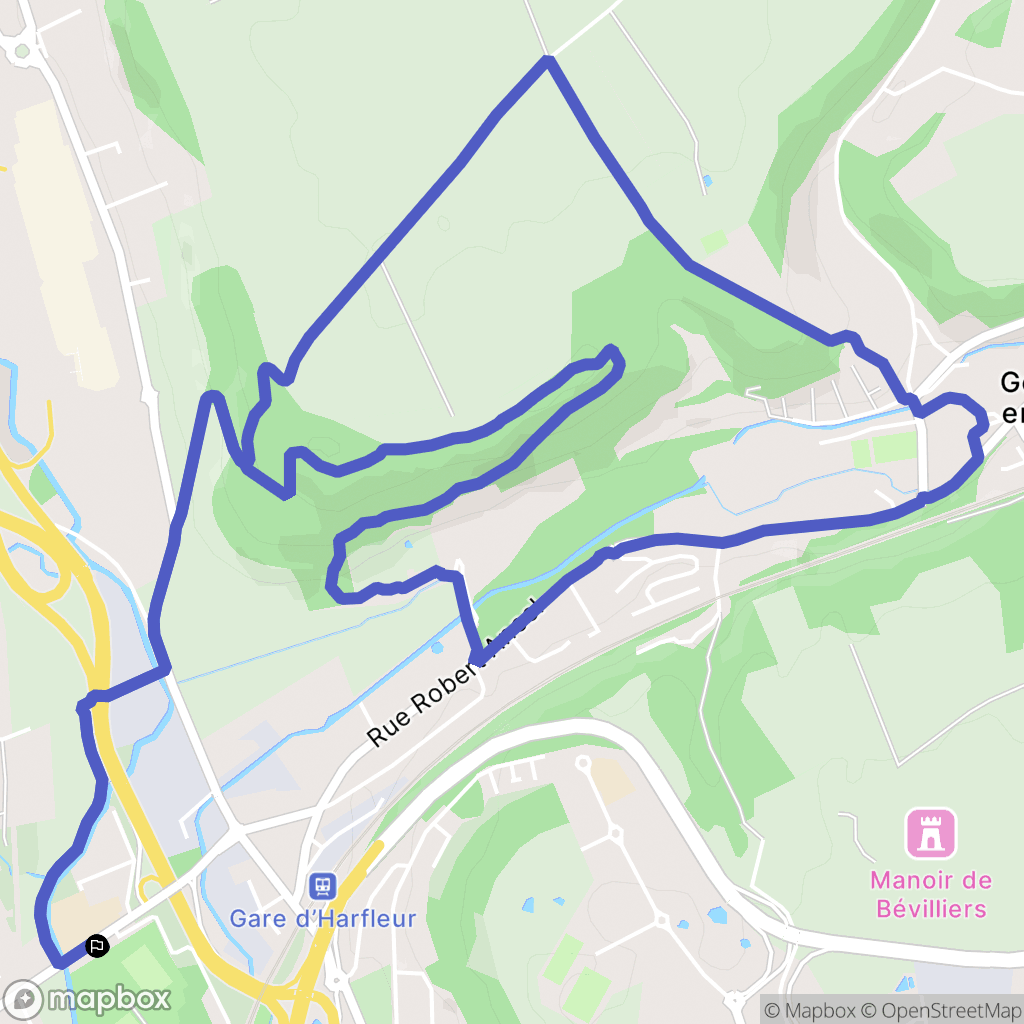 Harfleur : carte du parcours de randonnée - France