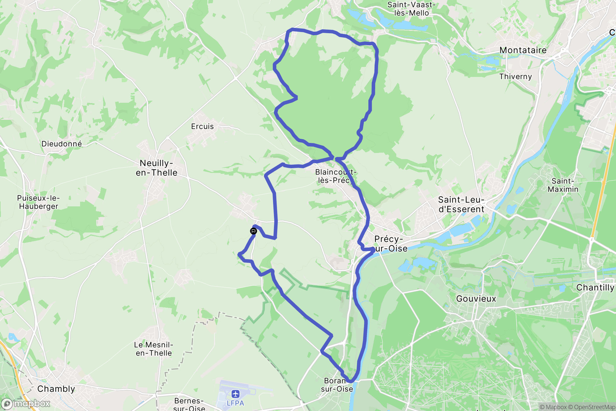 Crouy-en-Thelle : carte du parcours de randonnée - France