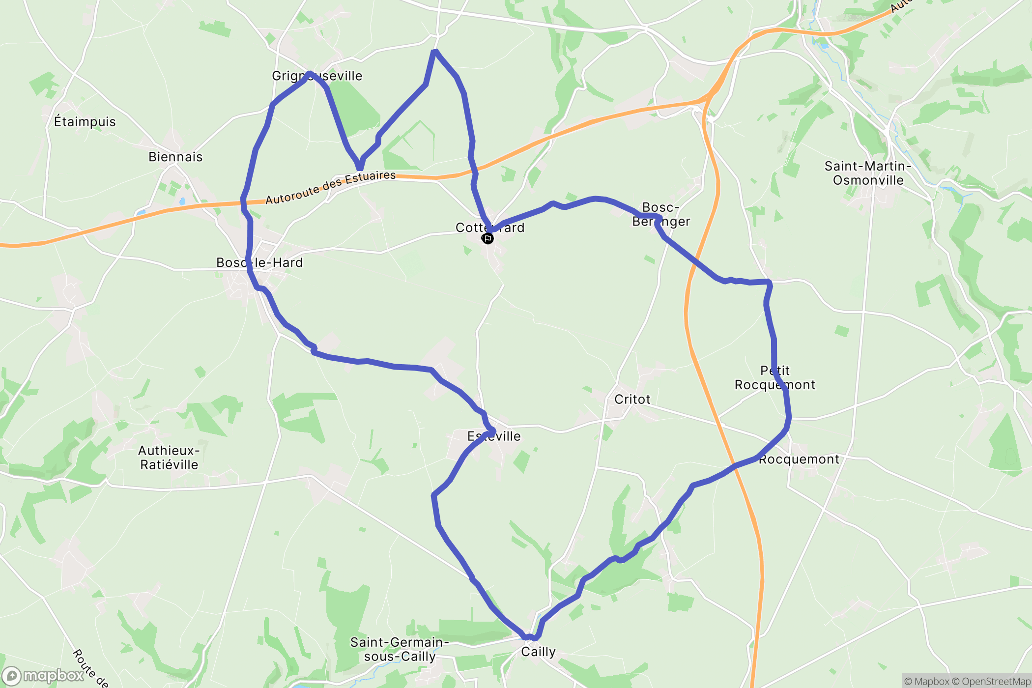 Cottévrard : carte du parcours de randonnée - France