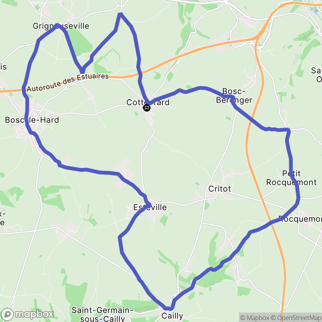 Cottévrard : carte du parcours de randonnée - France