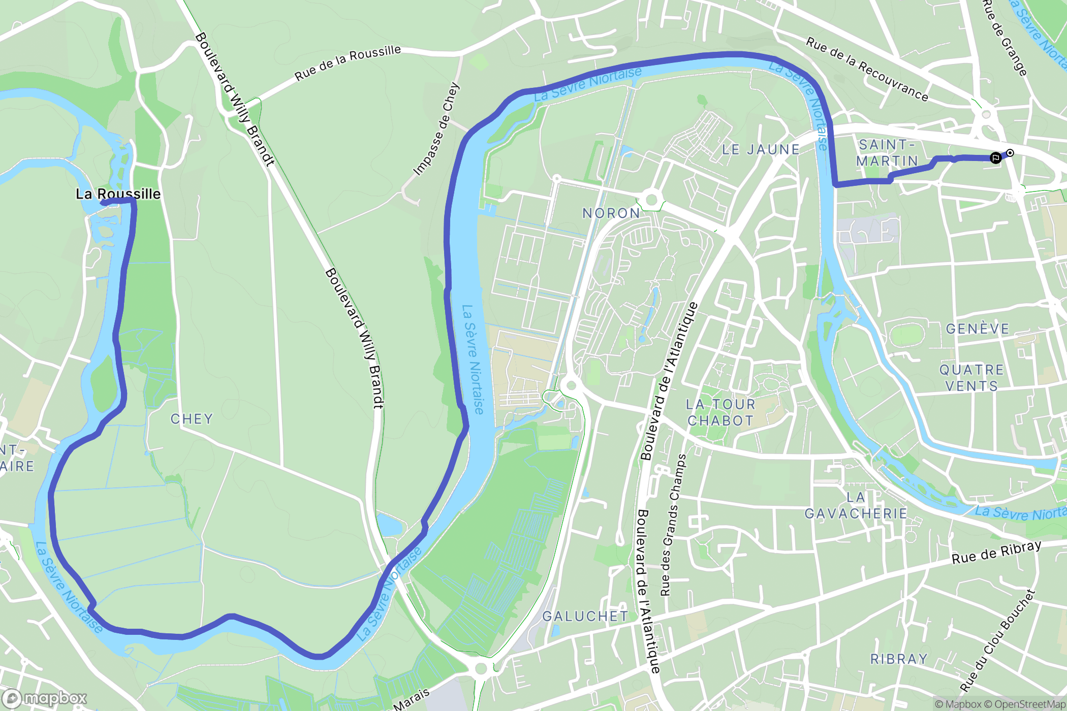 Niort : carte du parcours de randonnée - France
