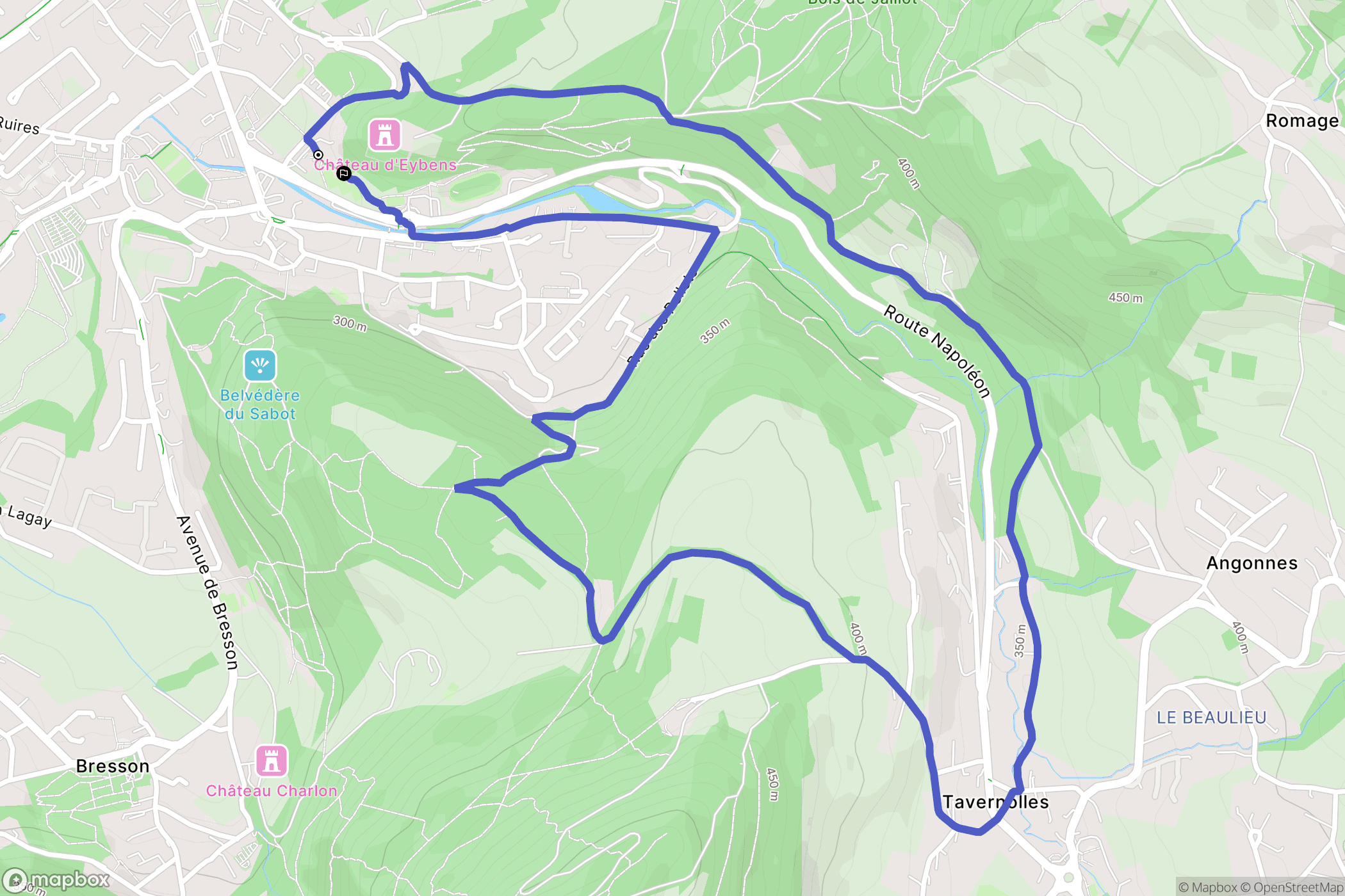 Eybens : carte du parcours de randonnée - France