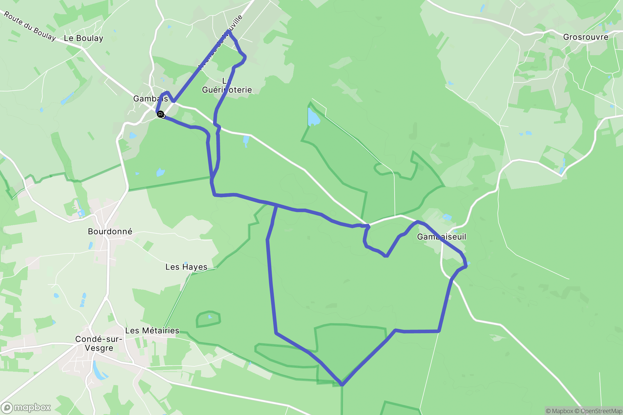 Gambais : carte du parcours de randonnée - France
