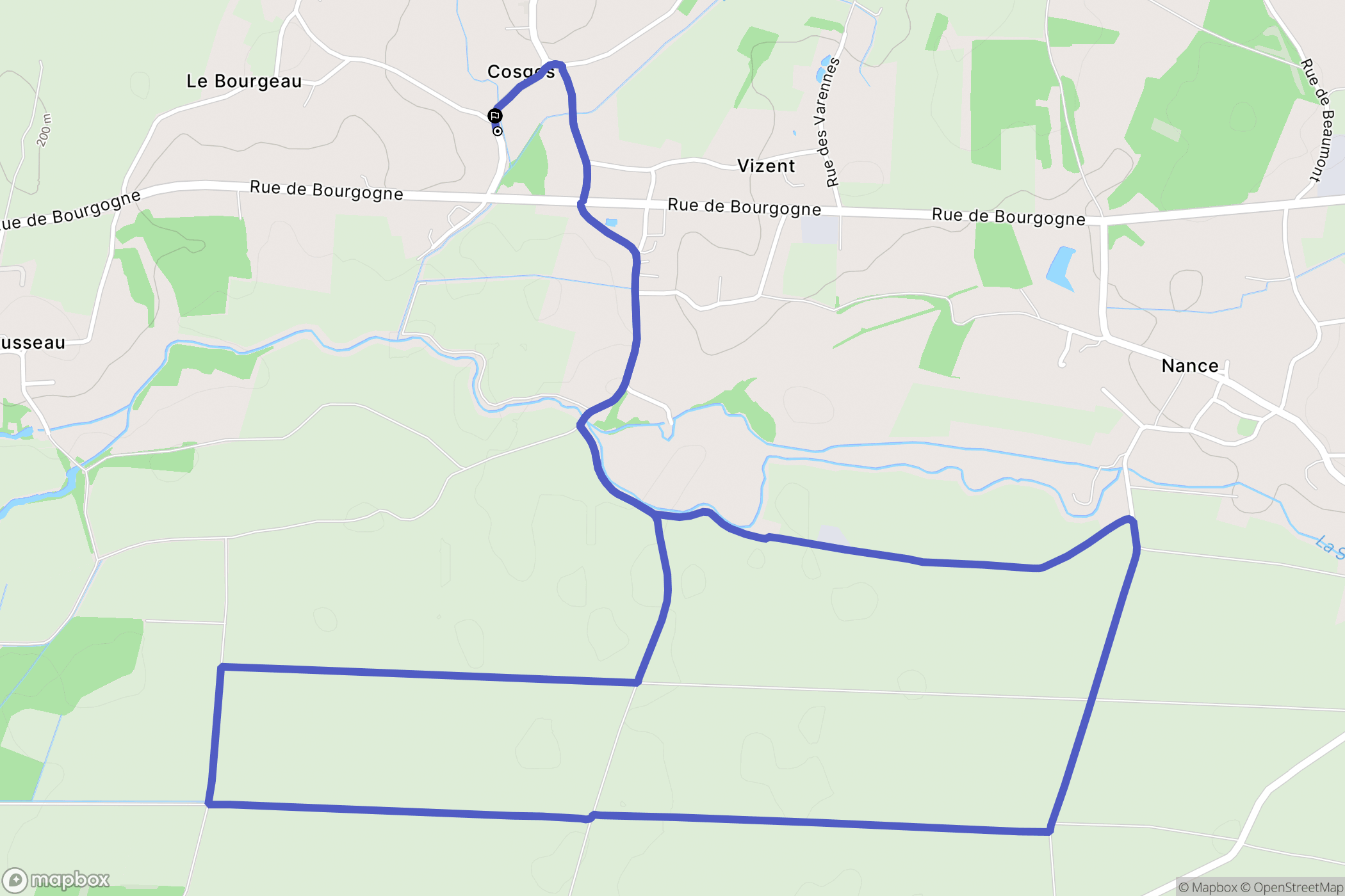 Cosges : carte du parcours de randonnée - France