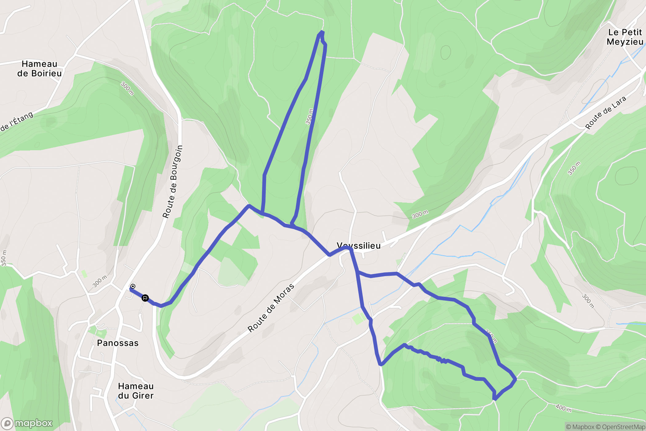 Panossas : carte du parcours de randonnée - France