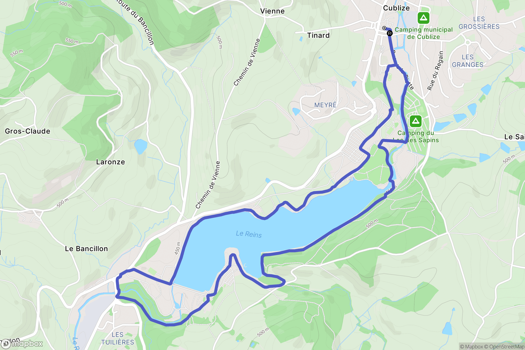 Cublize : carte du parcours de randonnée - France