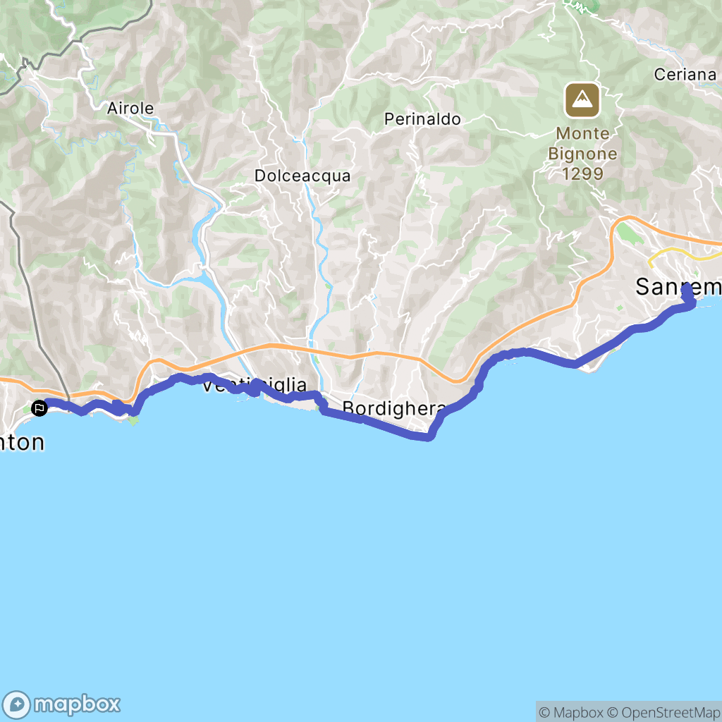 Menton : carte du parcours de randonnée - France