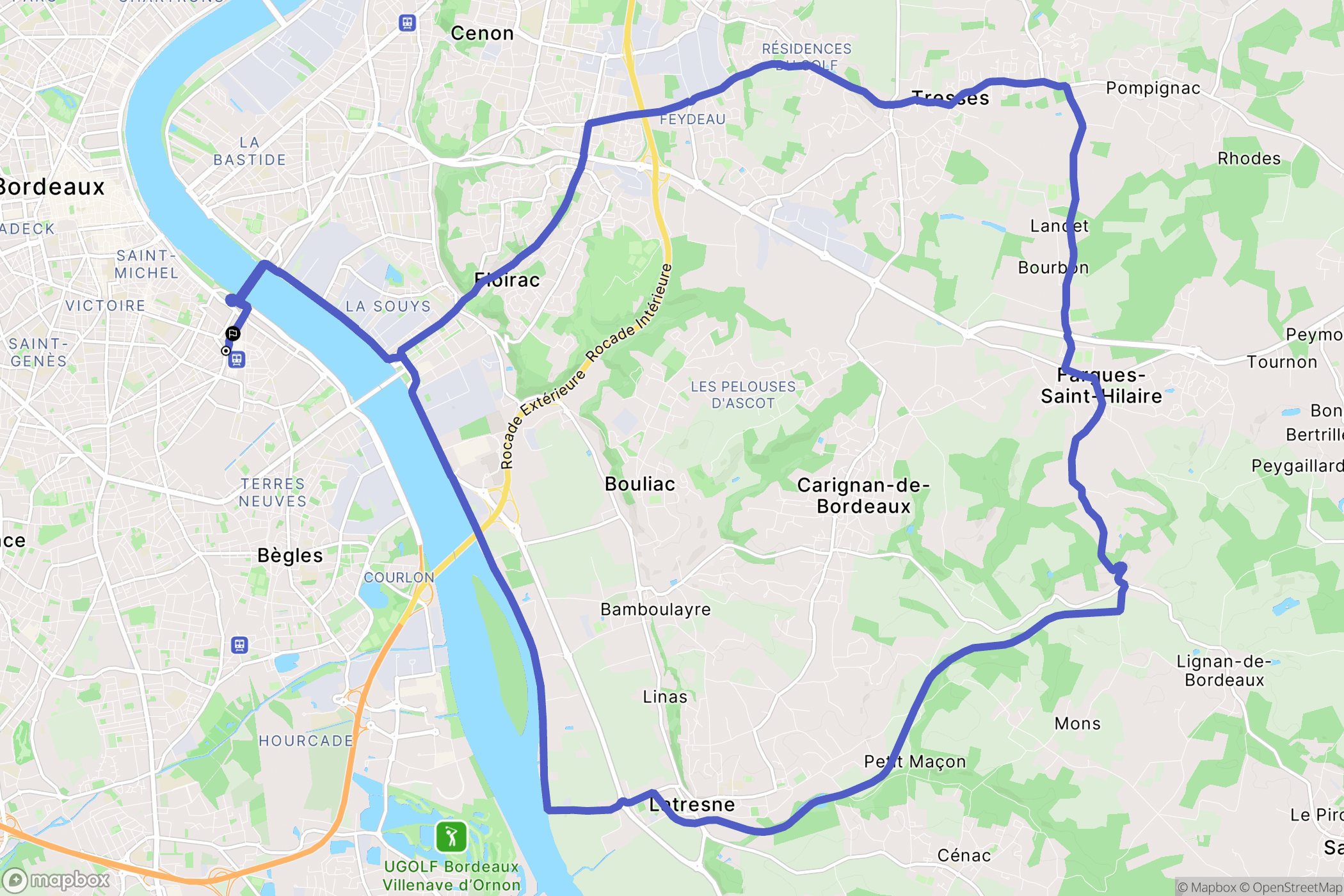 Bordeaux : carte du parcours de randonnée - France