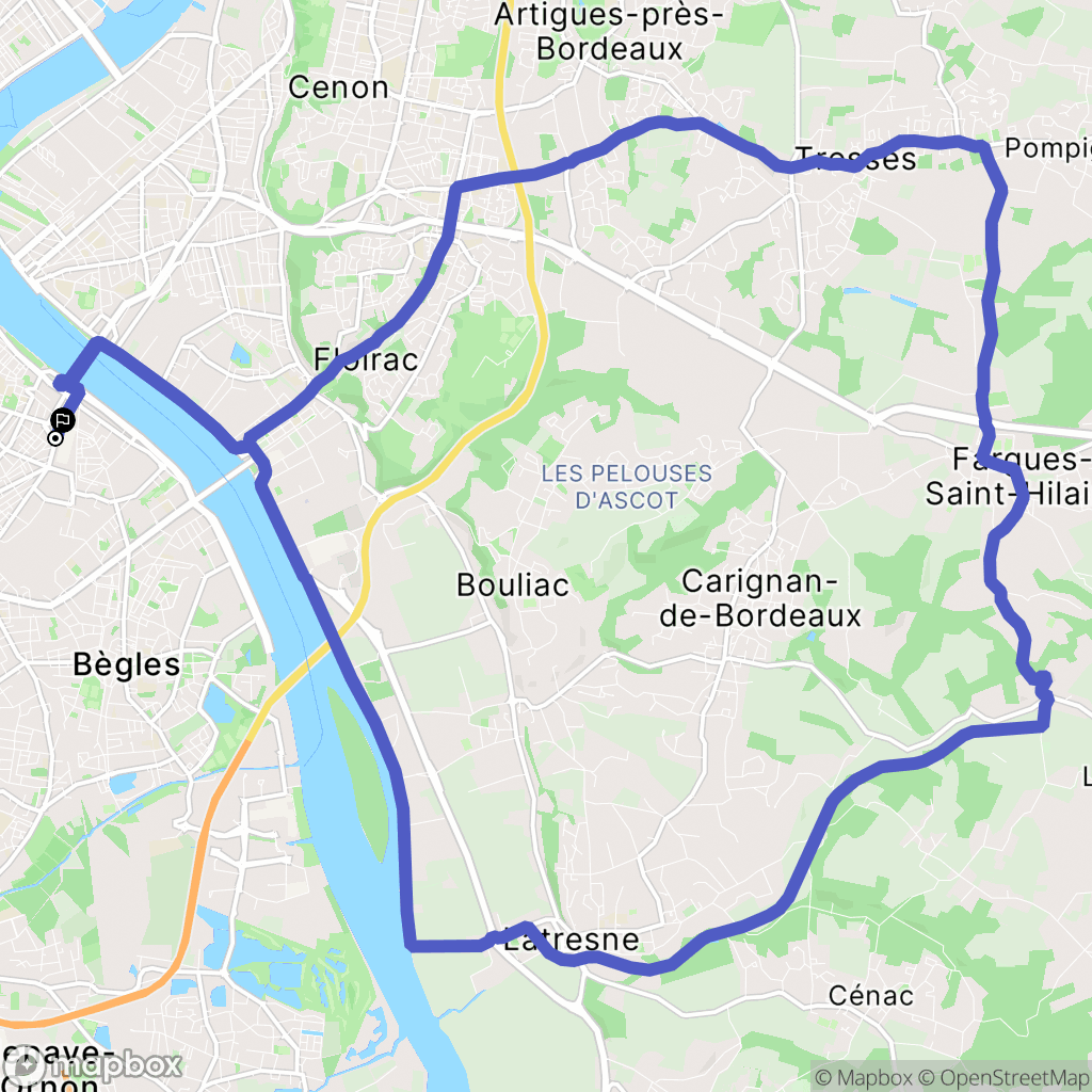 Bordeaux : carte du parcours de randonnée - France