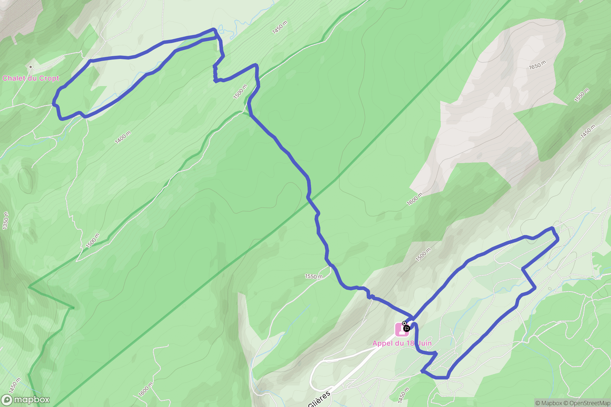 Fillière : carte du parcours de randonnée - France