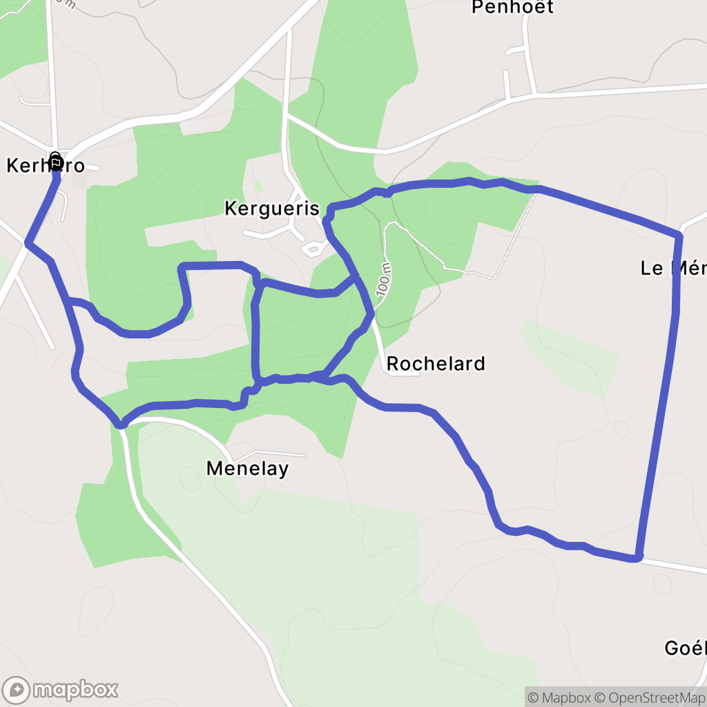 Moustoir-Ac : carte du parcours de randonnée - France