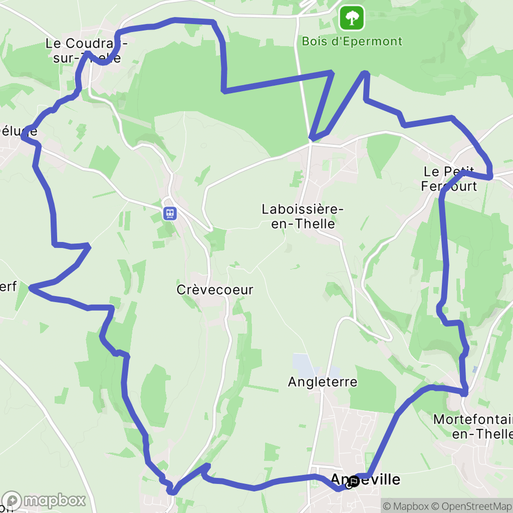 Andeville : carte du parcours de randonnée - France