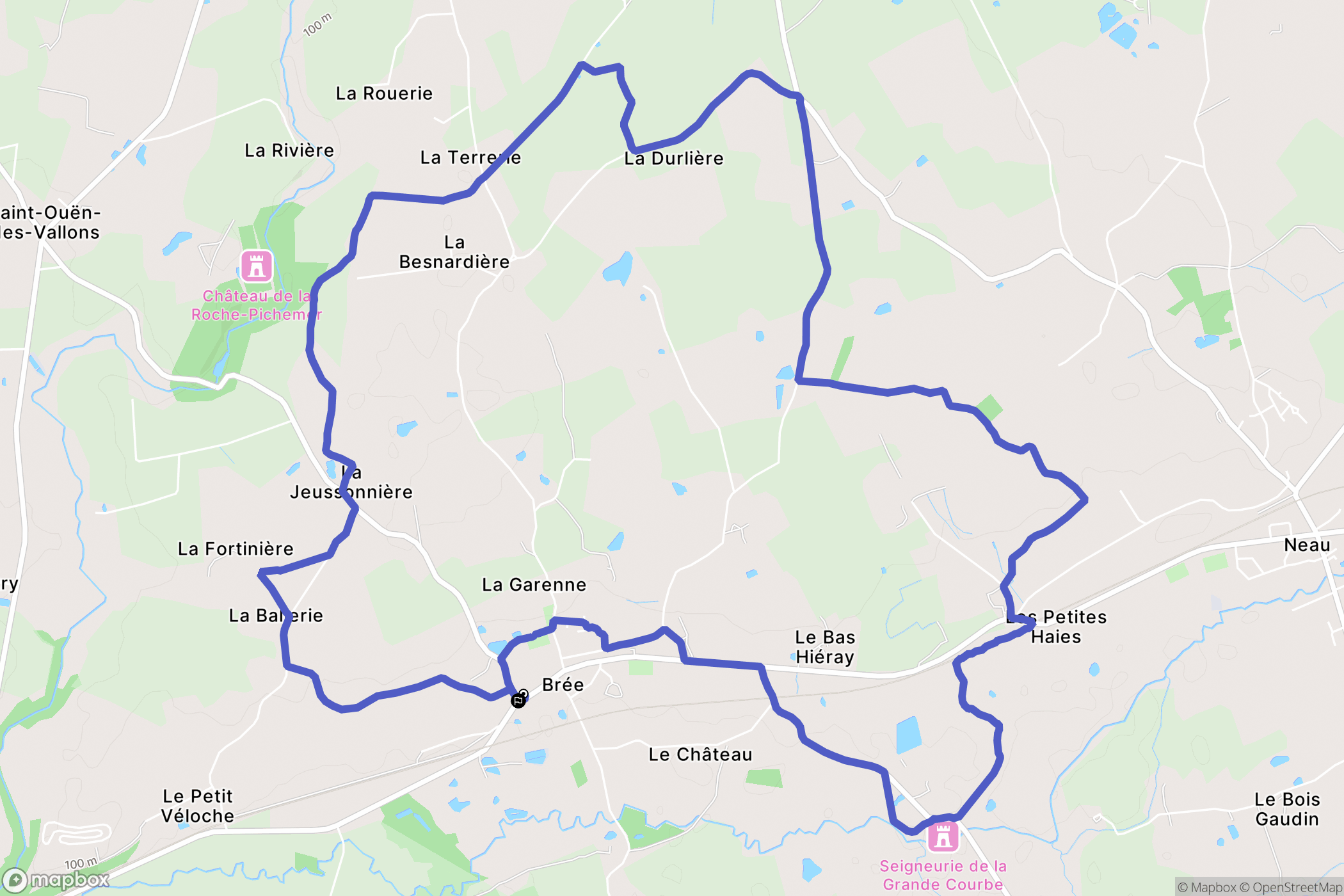 Brée : carte du parcours de randonnée - France