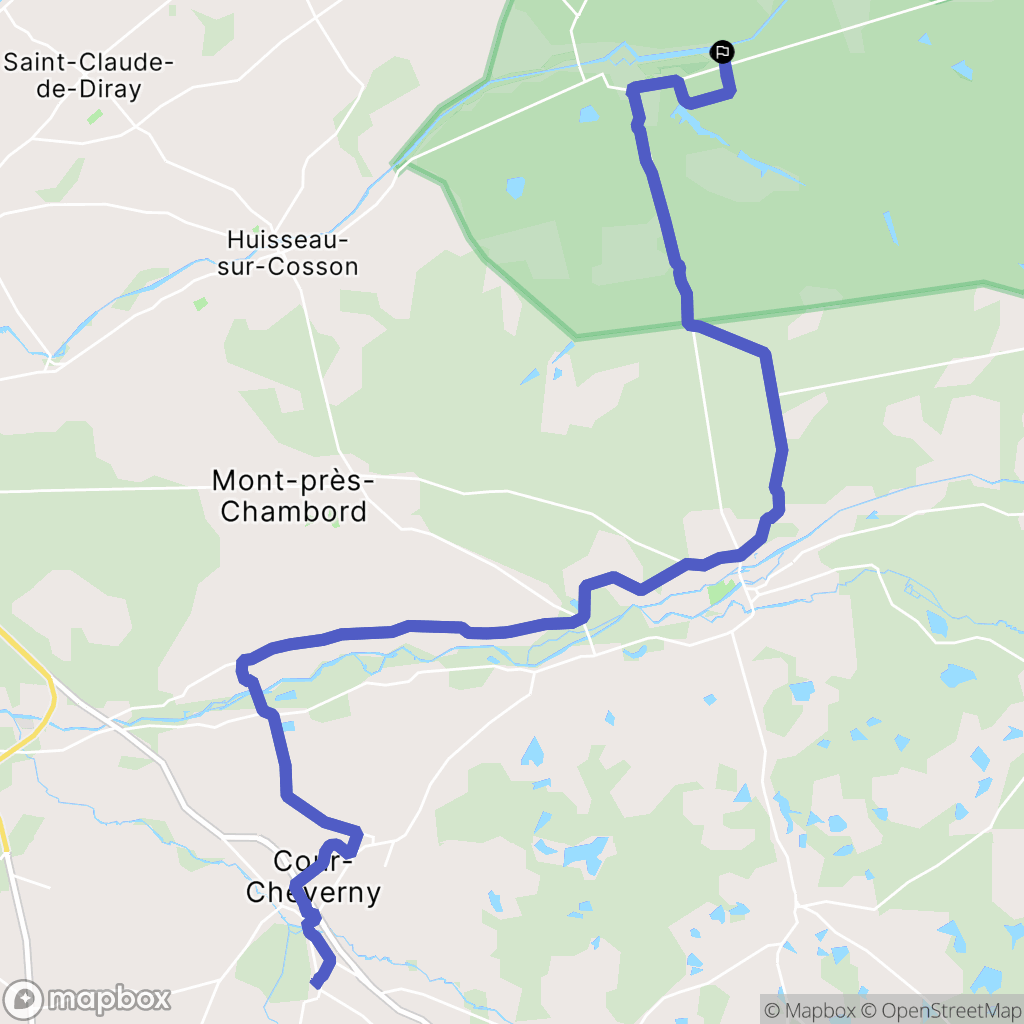 Chambord : carte du parcours de randonnée - France
