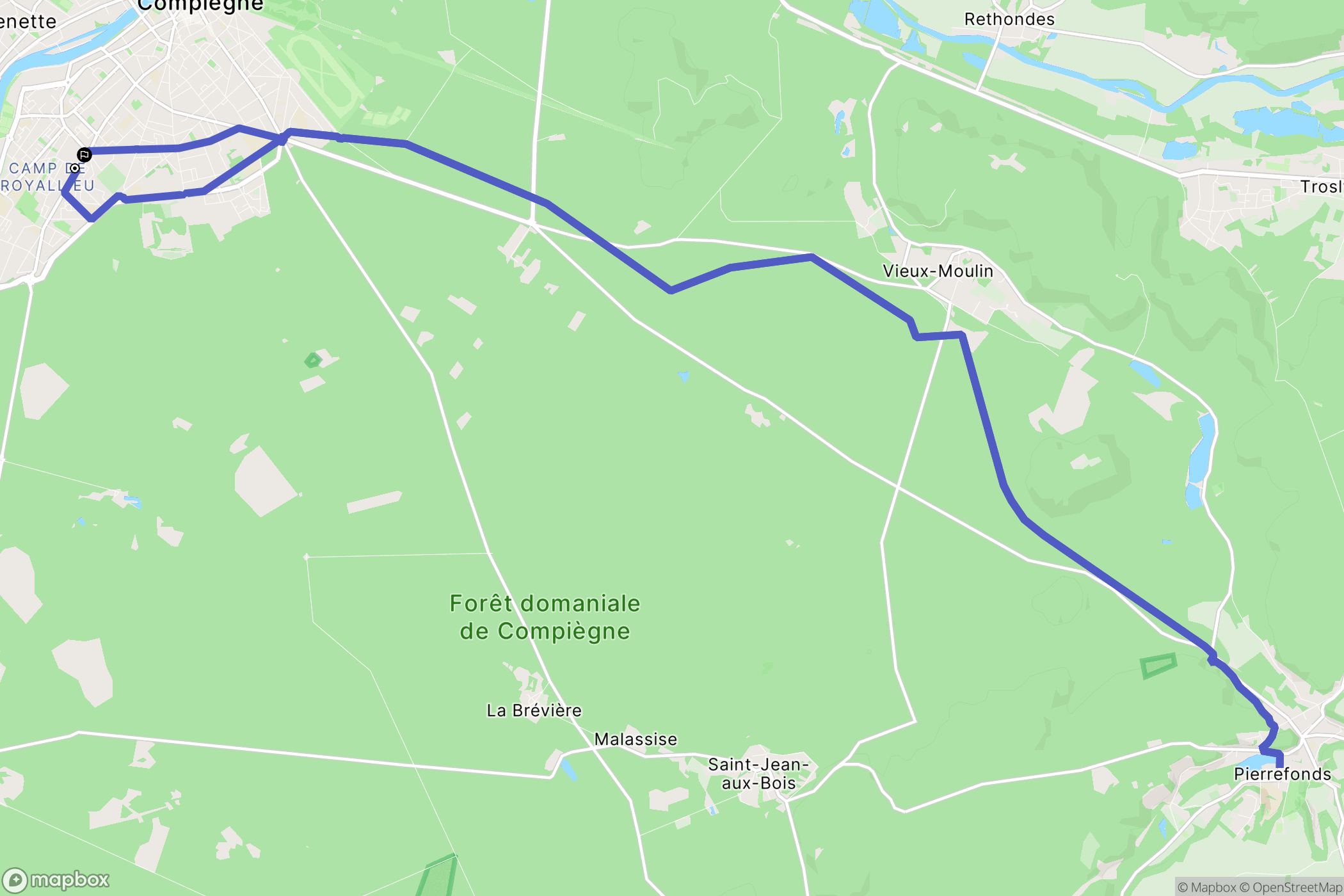 Compiègne : carte du parcours de randonnée - France