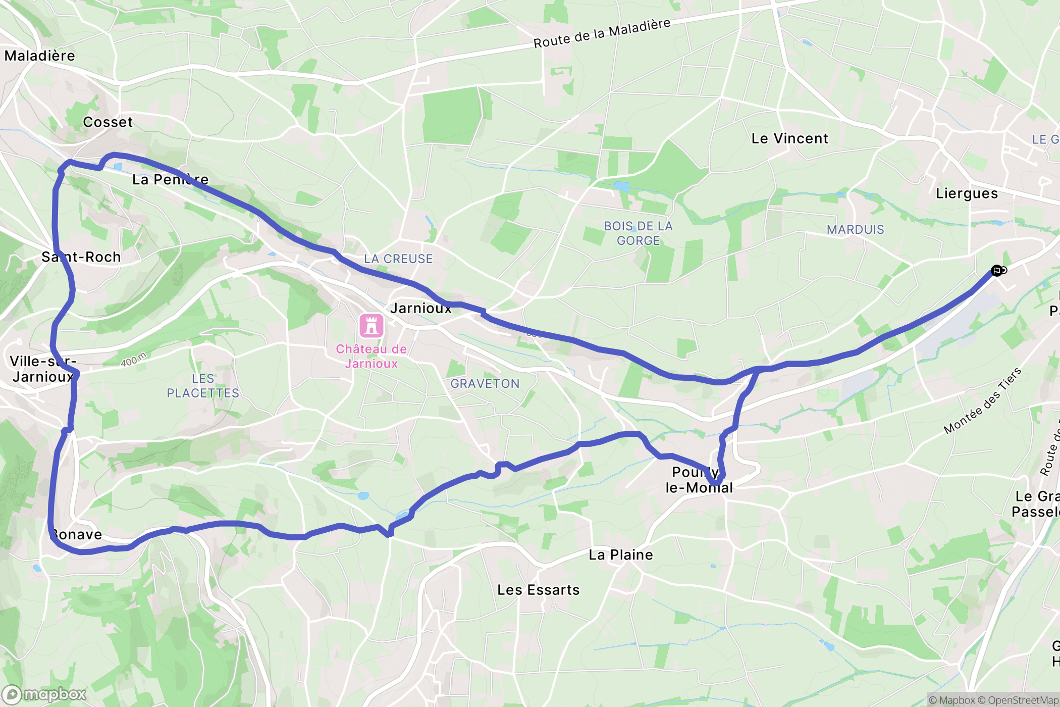 Porte des Pierres Dorées : carte du parcours de randonnée - France