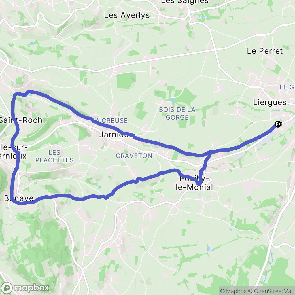 Porte des Pierres Dorées : carte du parcours de randonnée - France