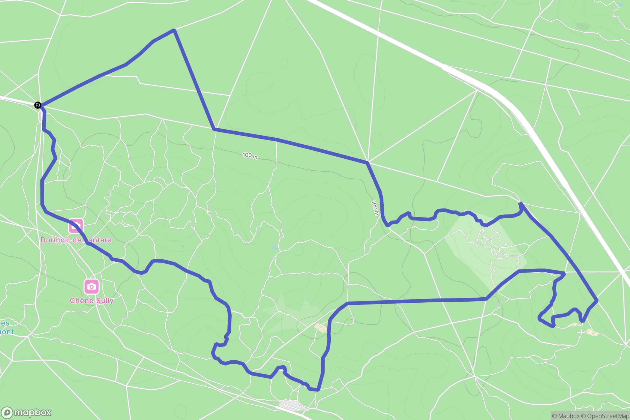 Fontainebleau : carte du parcours de randonnée - France