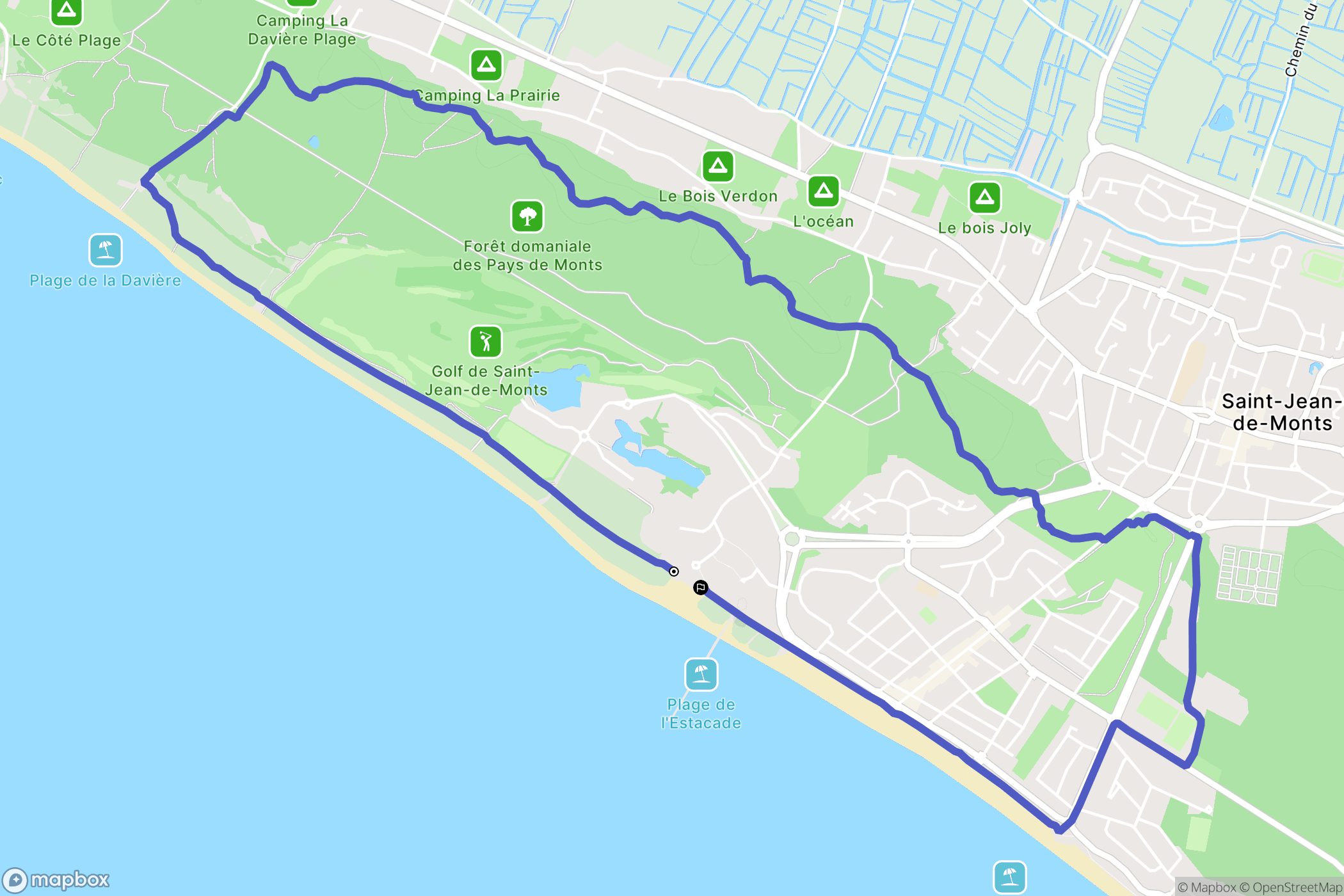 Saint-Jean-de-Monts : carte du parcours de randonnée - France