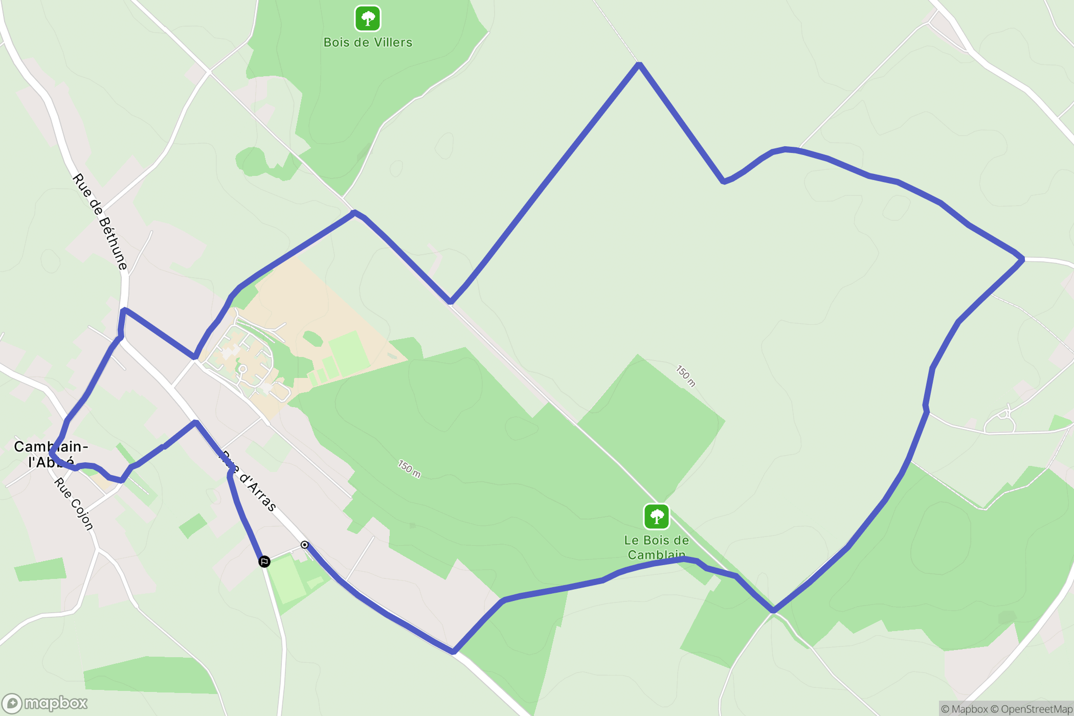 Camblain-l'Abbé : carte du parcours de randonnée - France