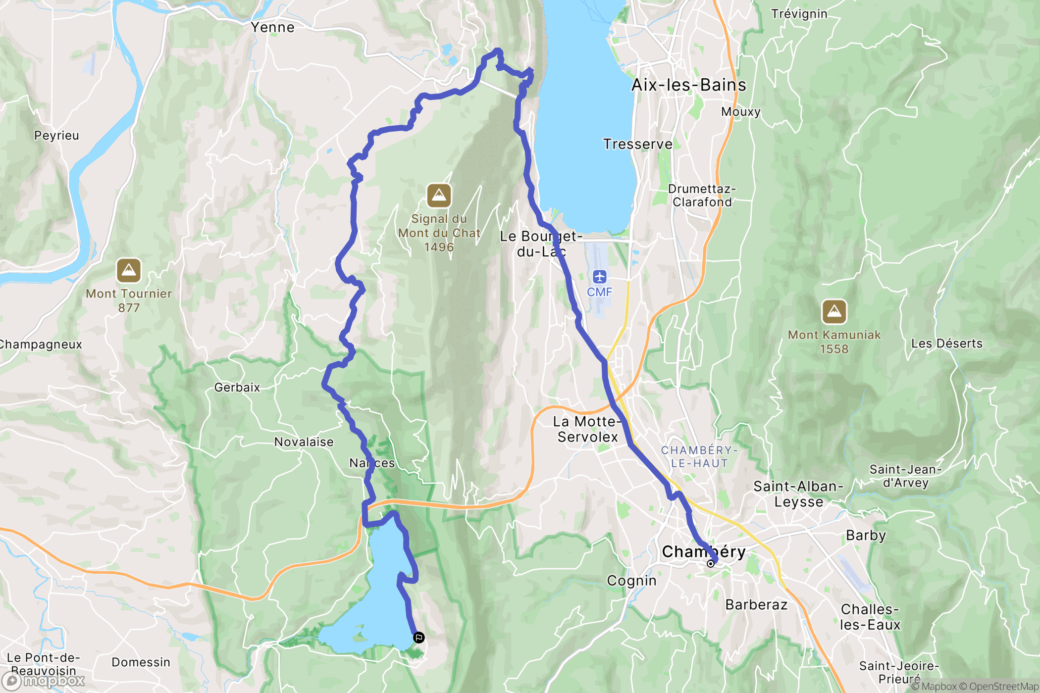 Chambéry : carte du parcours de randonnée - France