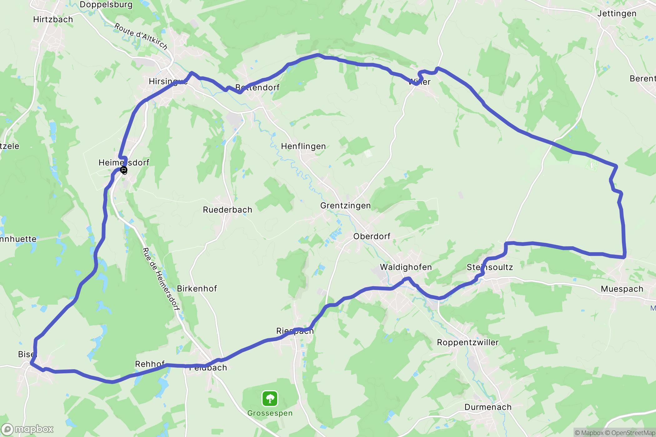 Heimersdorf : carte du parcours de randonnée - France