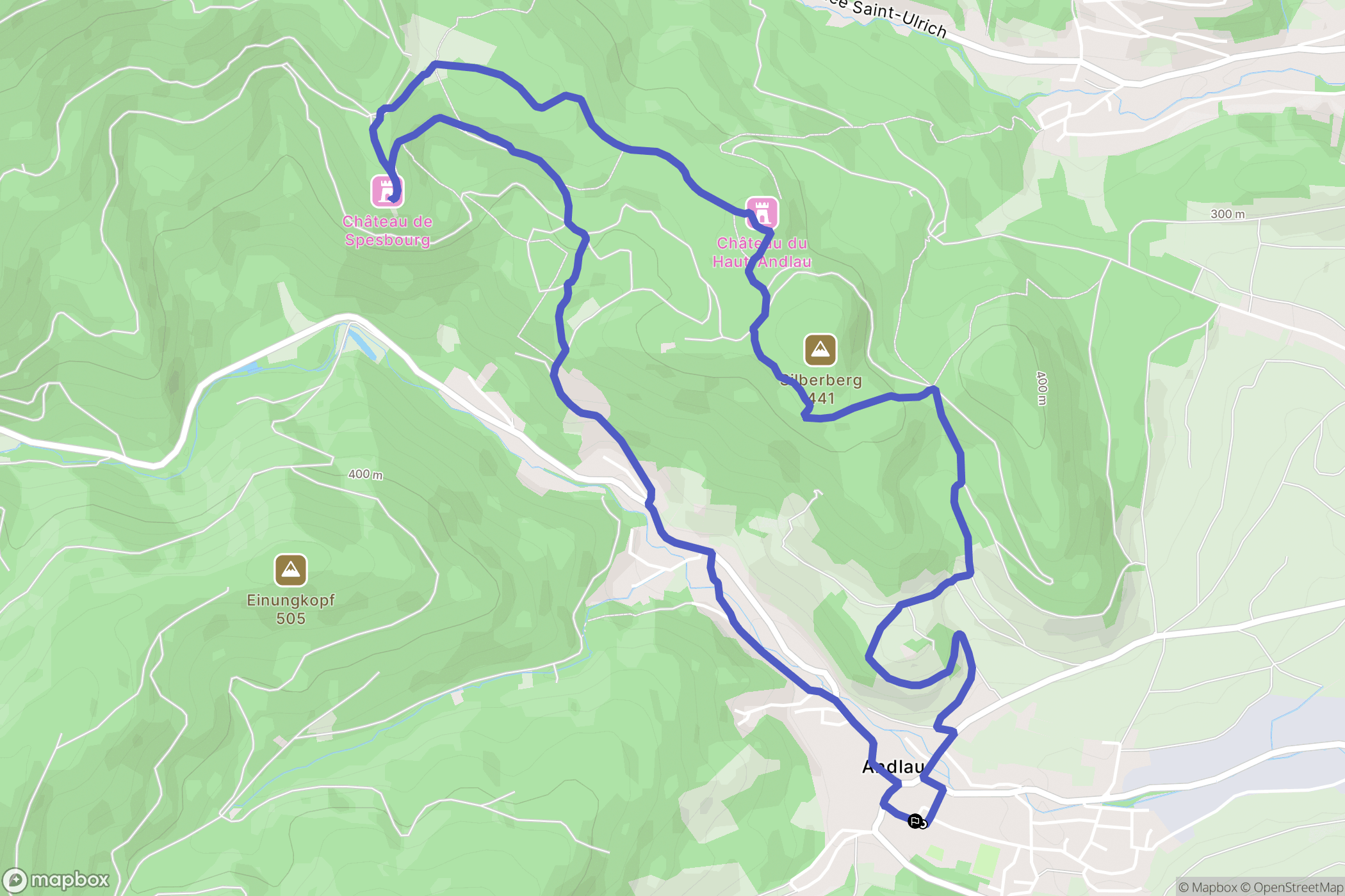 Andlau : carte du parcours de randonnée - France