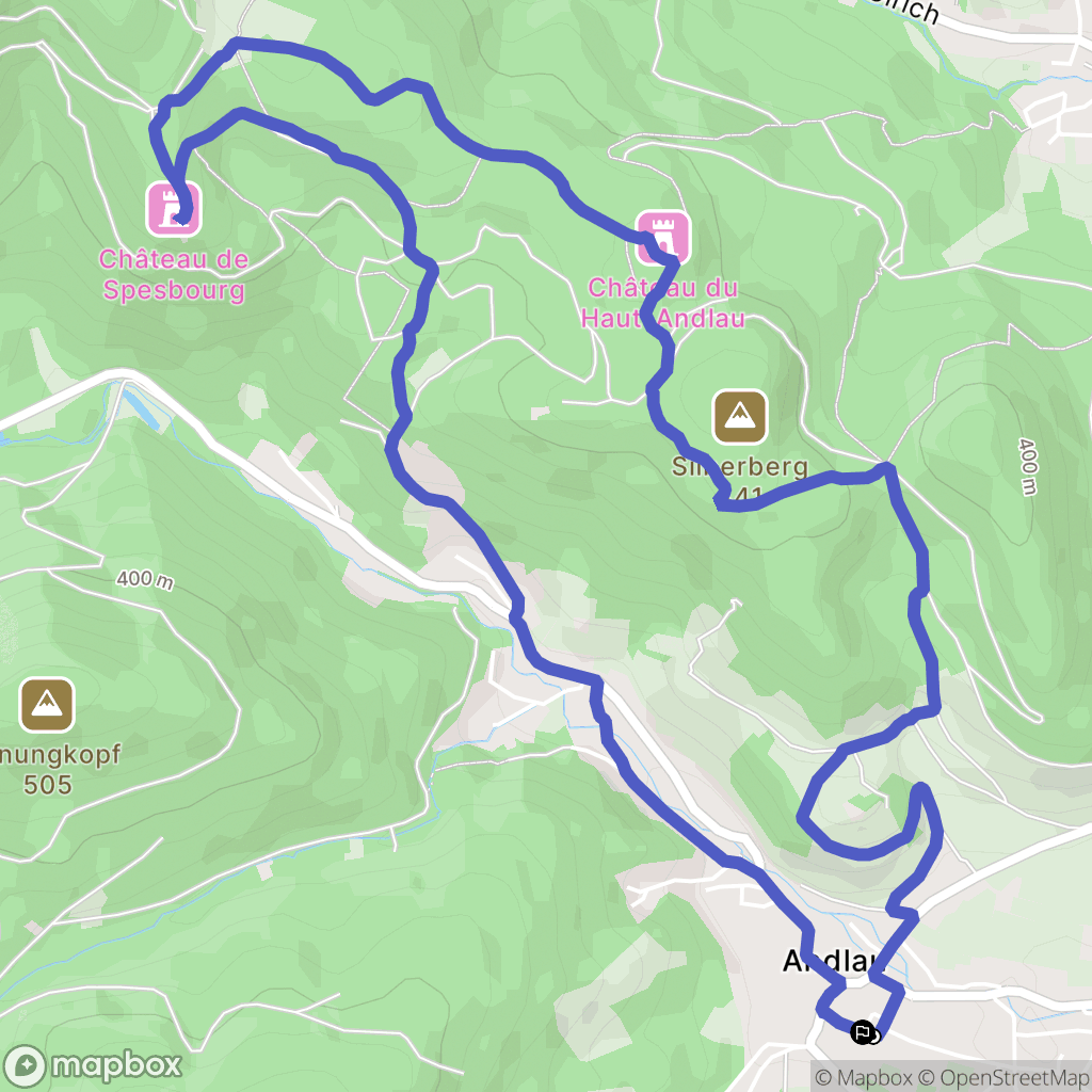 Andlau : carte du parcours de randonnée - France