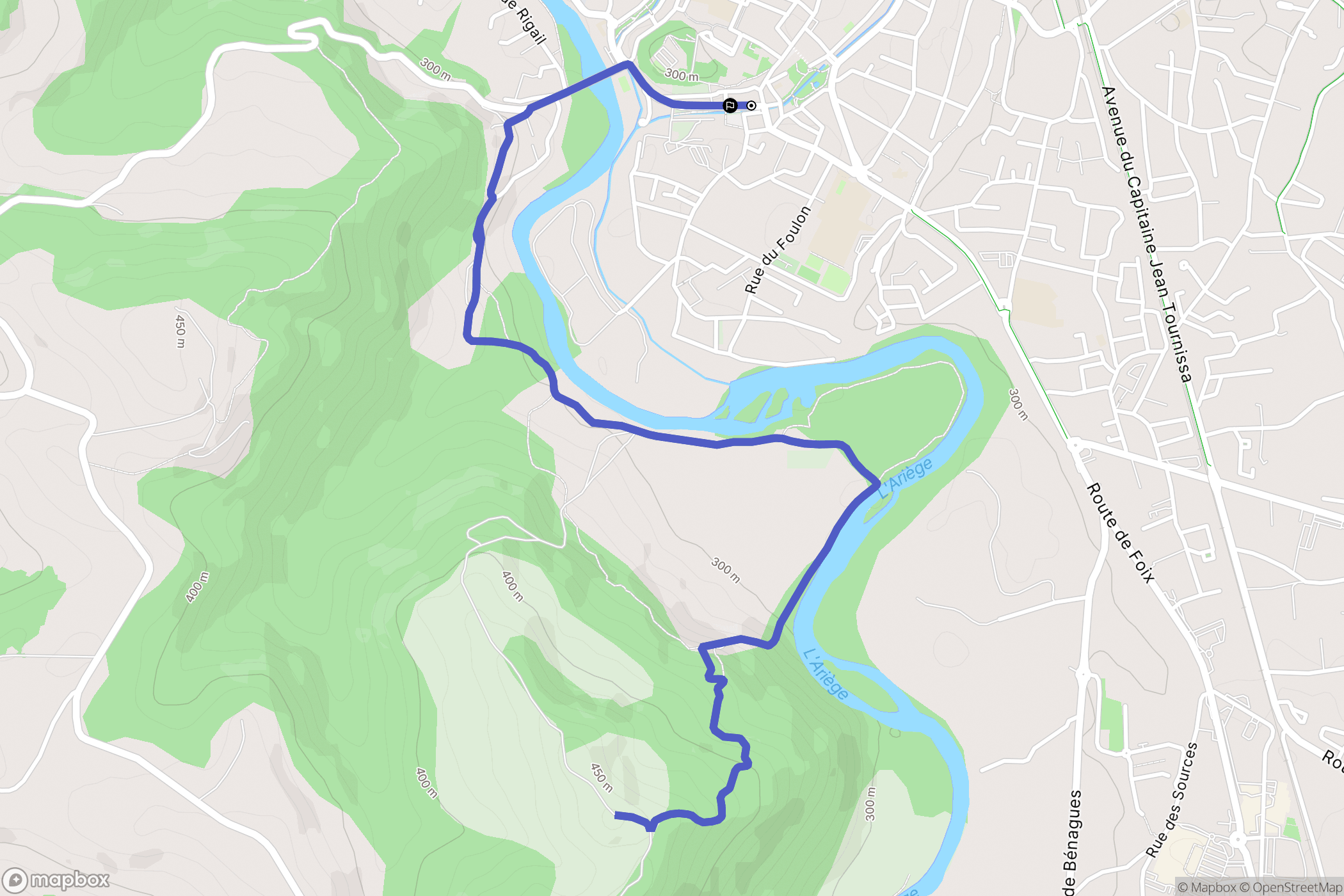 Pamiers : carte du parcours de randonnée - France