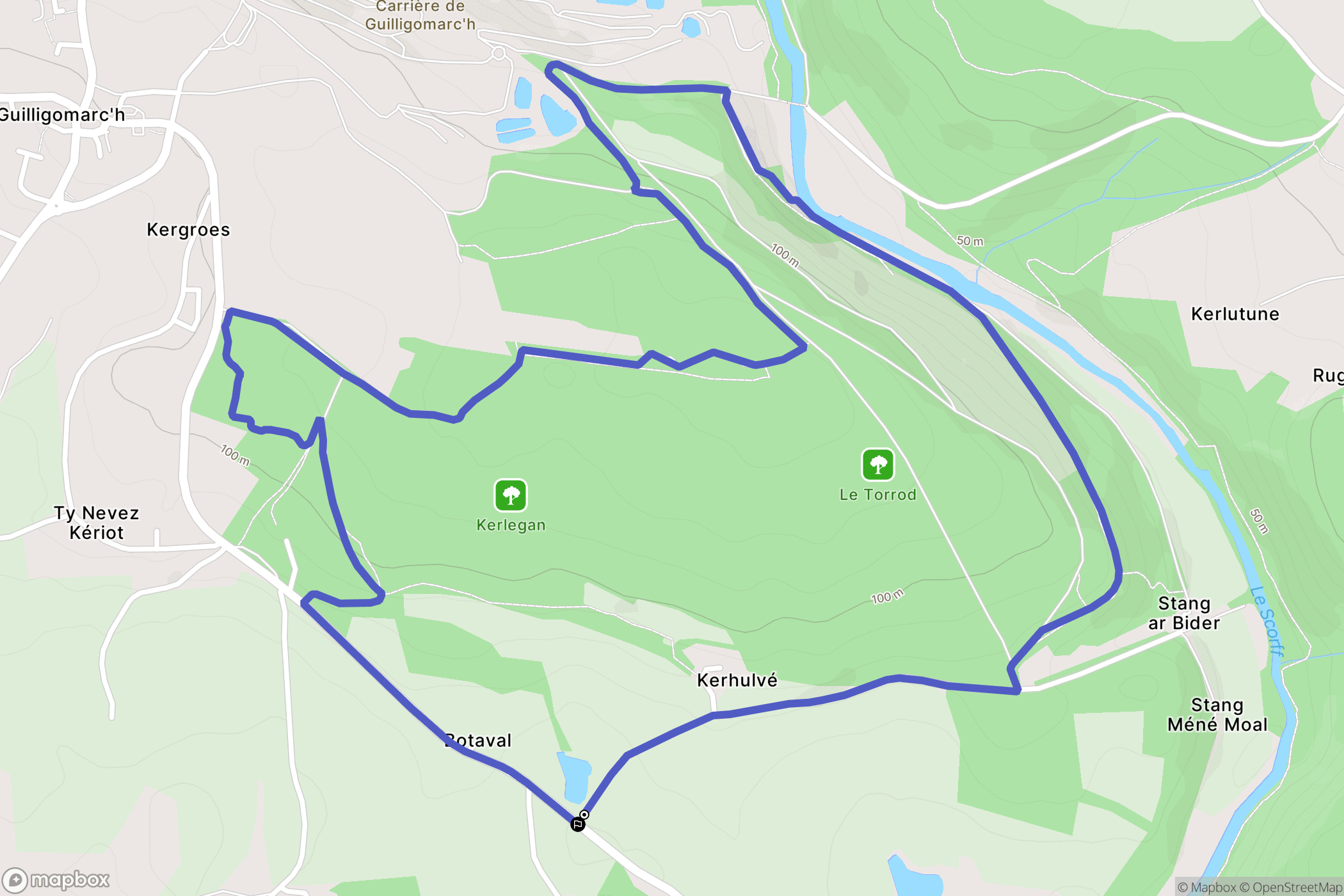 Guilligomarc'h : carte du parcours de randonnée - France