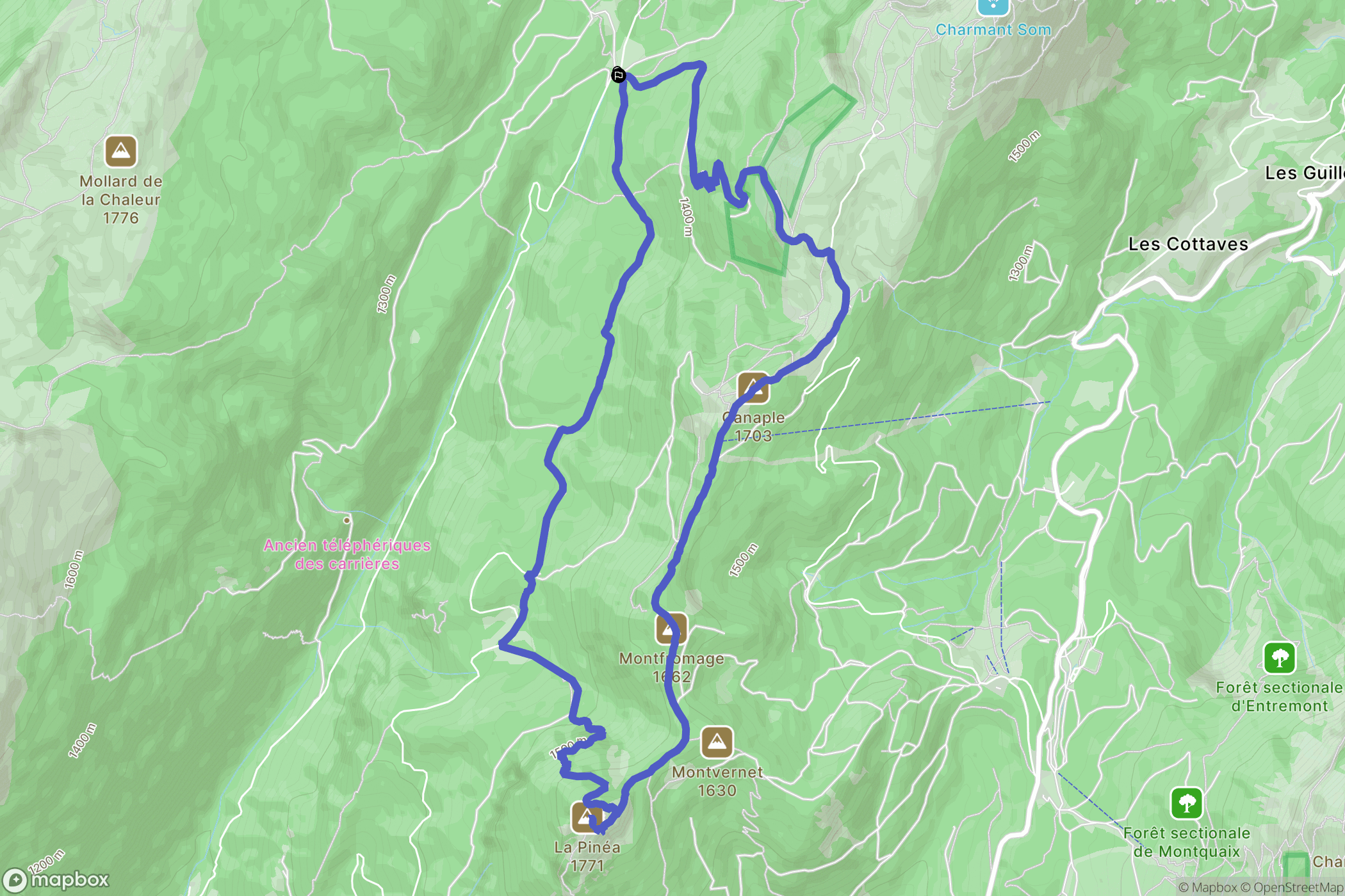 Saint-Pierre-de-Chartreuse : carte du parcours de randonnée - France