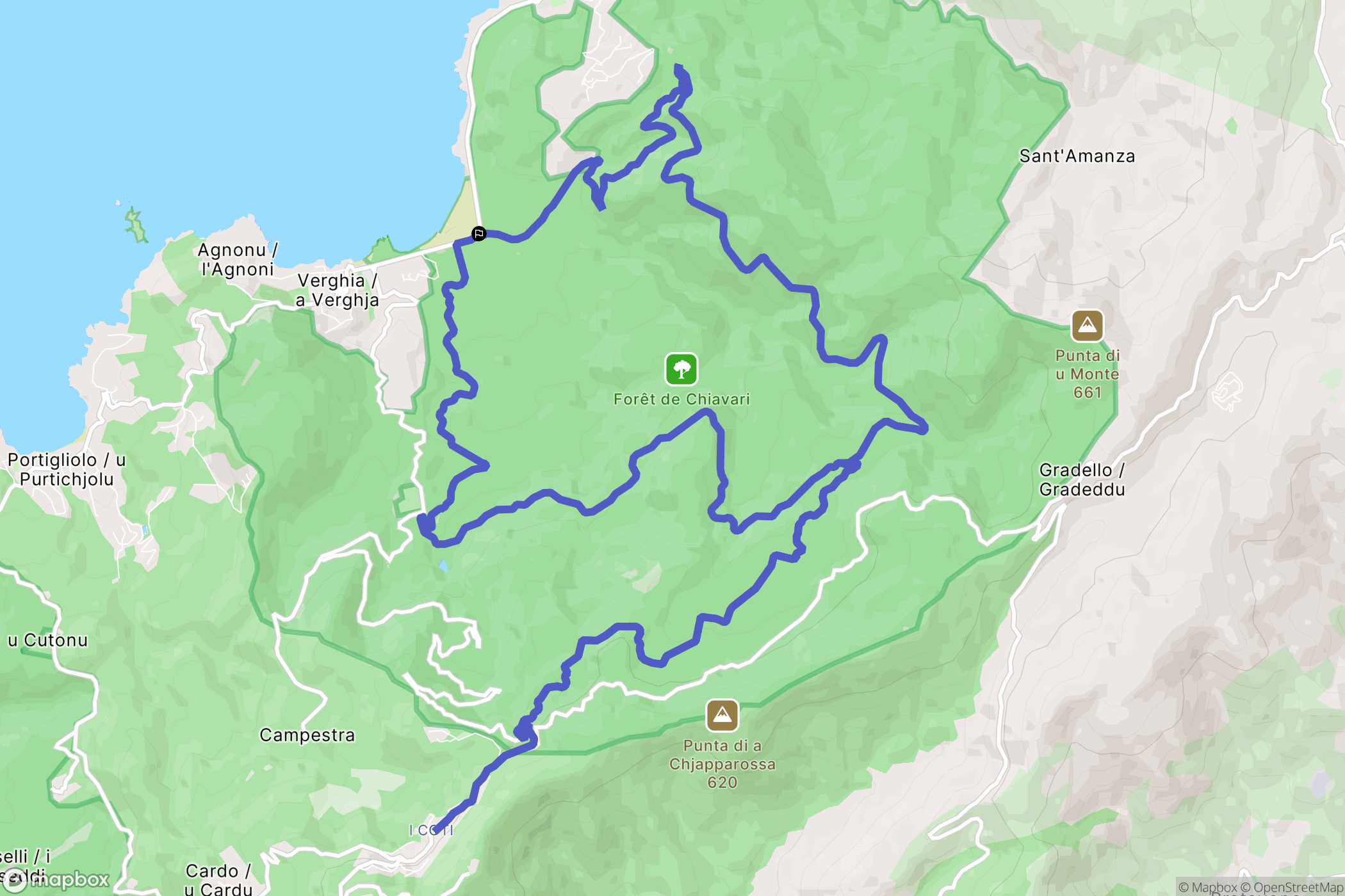 Pietrosella : carte du parcours de randonnée - France