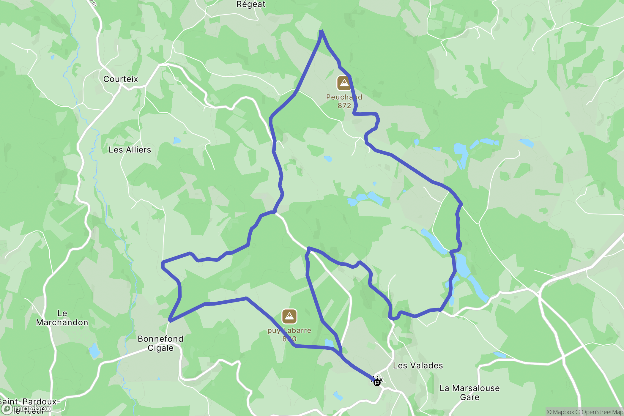 Aix : carte du parcours de randonnée - France