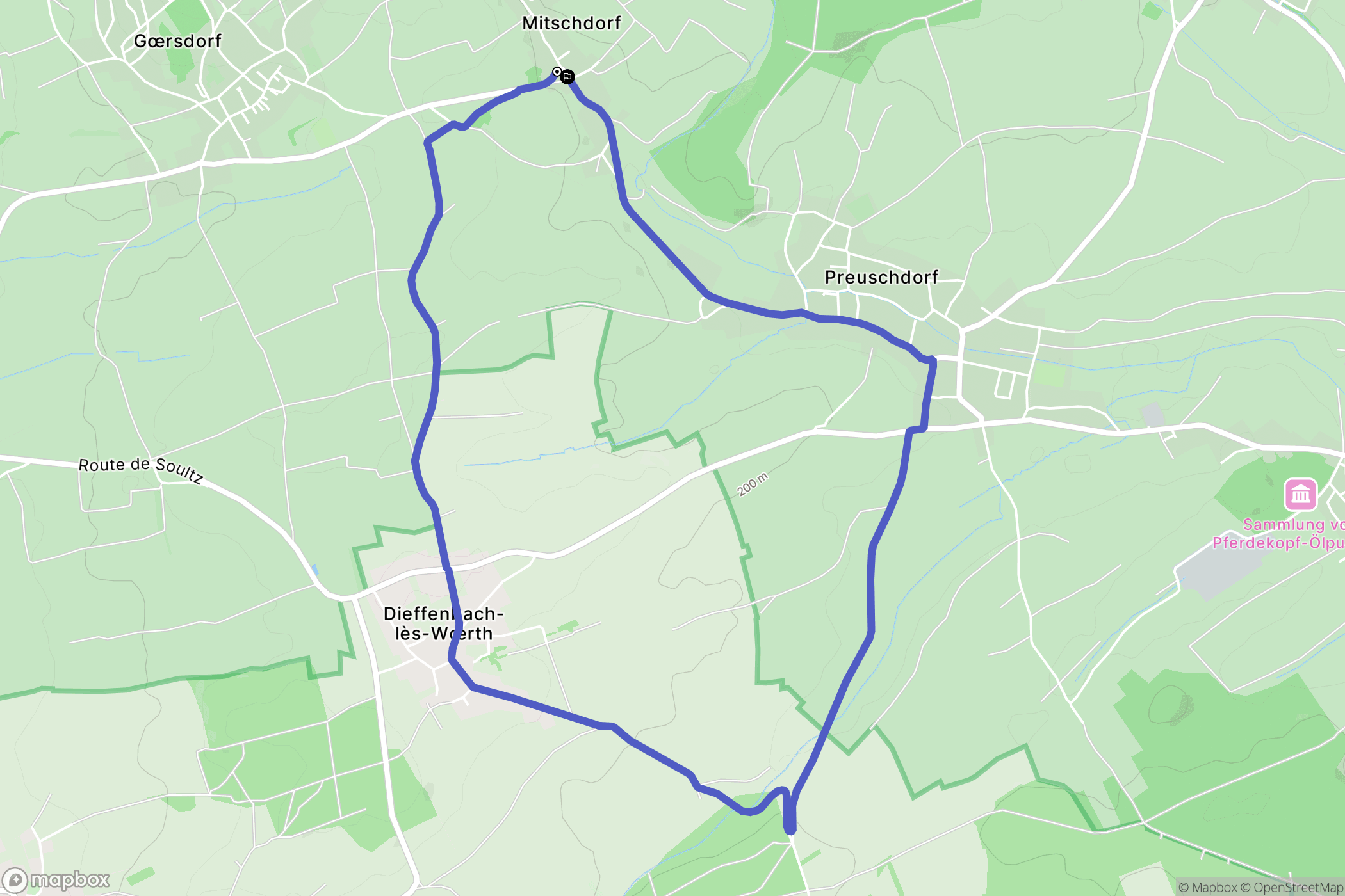 Gœrsdorf : carte du parcours de randonnée - France