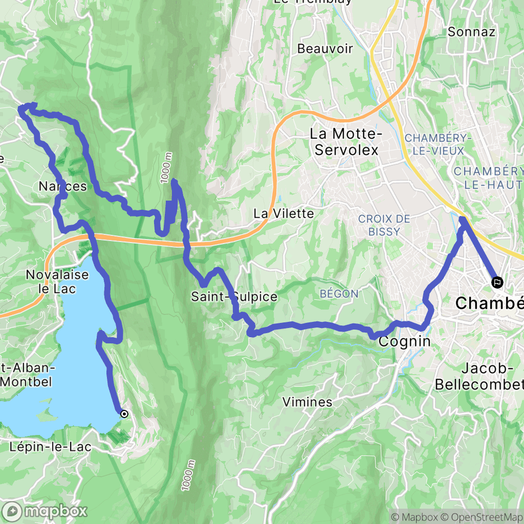 Aiguebelette-le-Lac : carte du parcours de randonnée - France