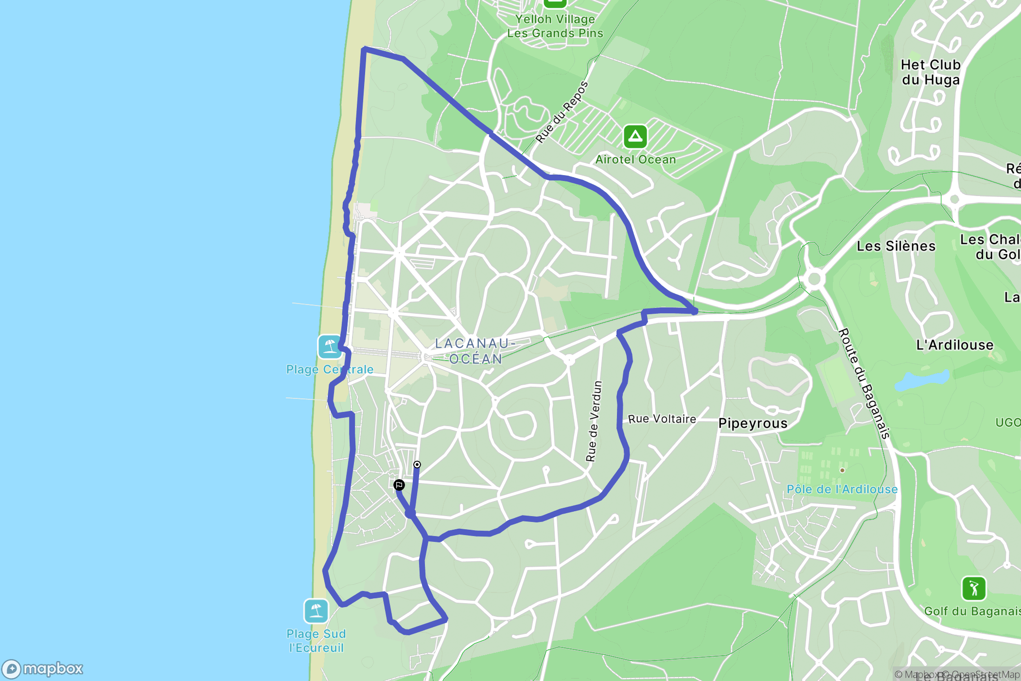 Lacanau : carte du parcours de randonnée - France