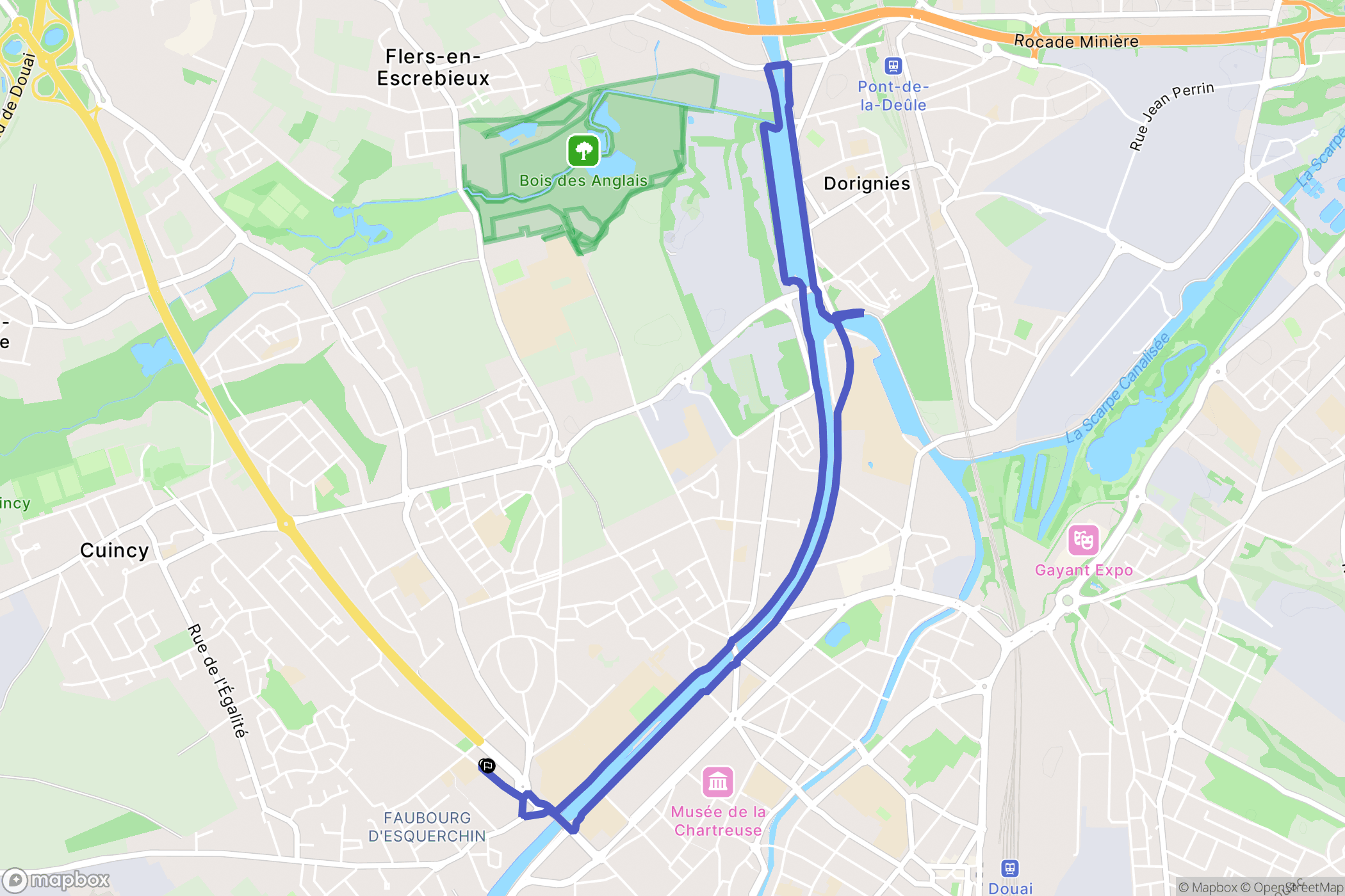 Douai : carte du parcours de randonnée - France
