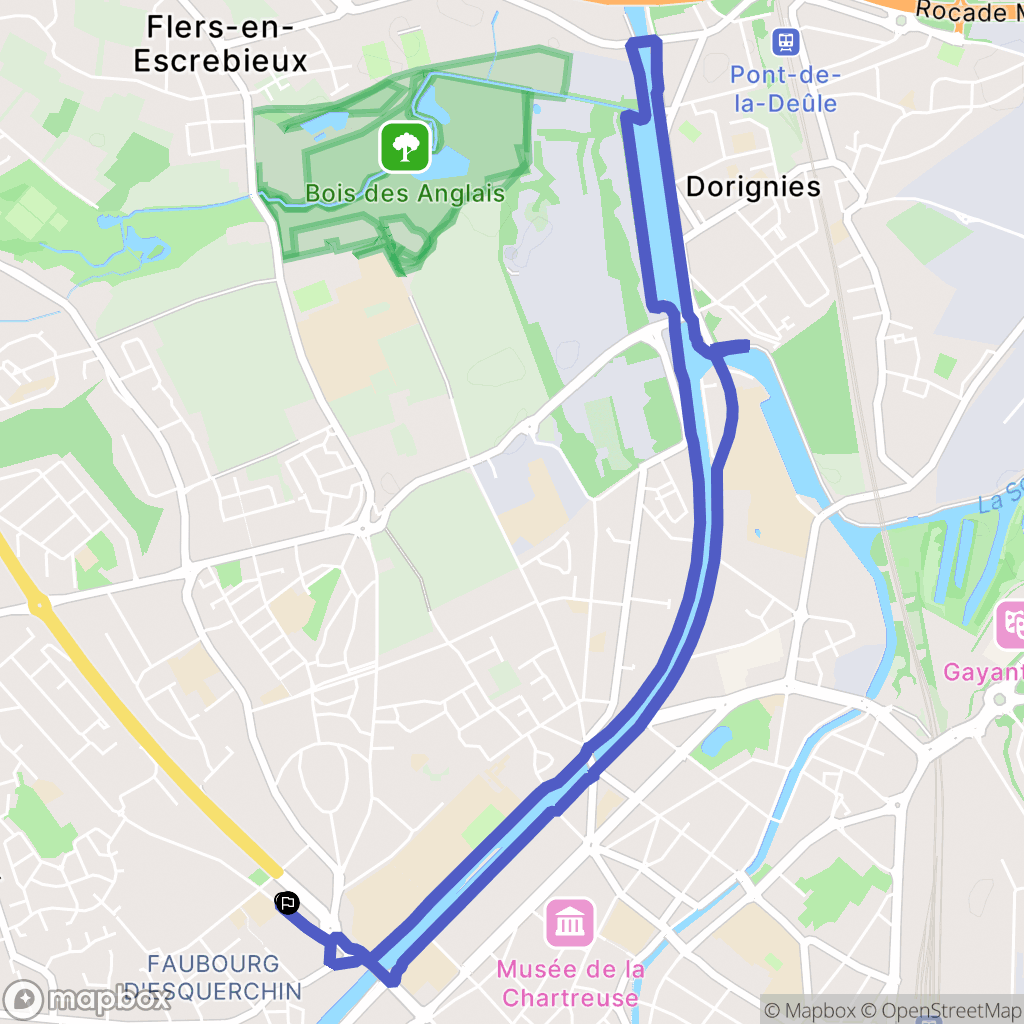 Douai : carte du parcours de randonnée - France