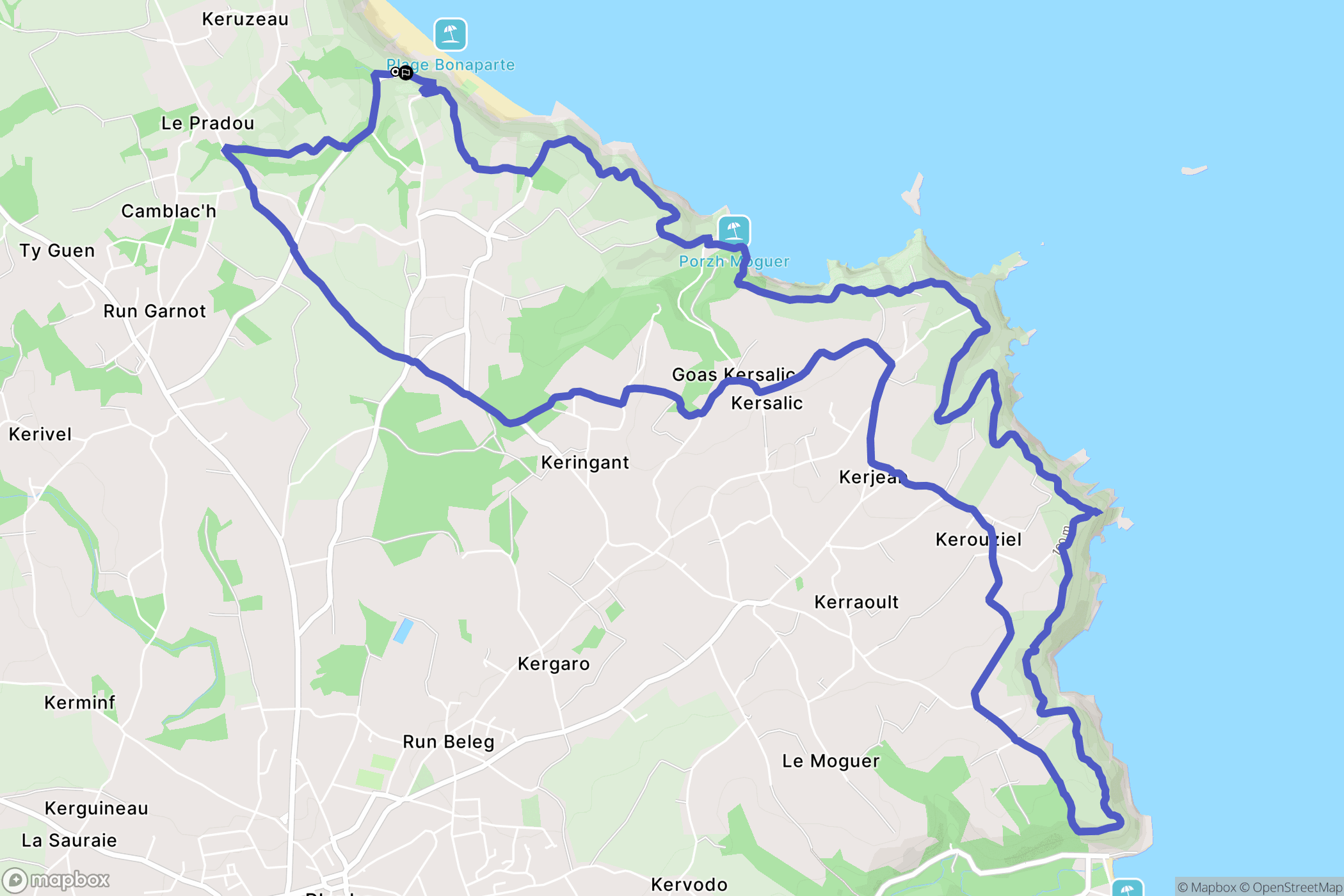 Plouha : carte du parcours de randonnée - France