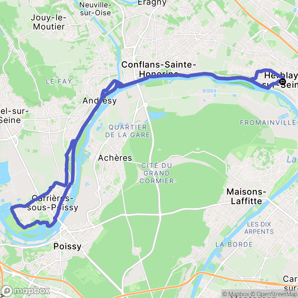 Herblay sur Seine : carte du parcours de randonnée - France