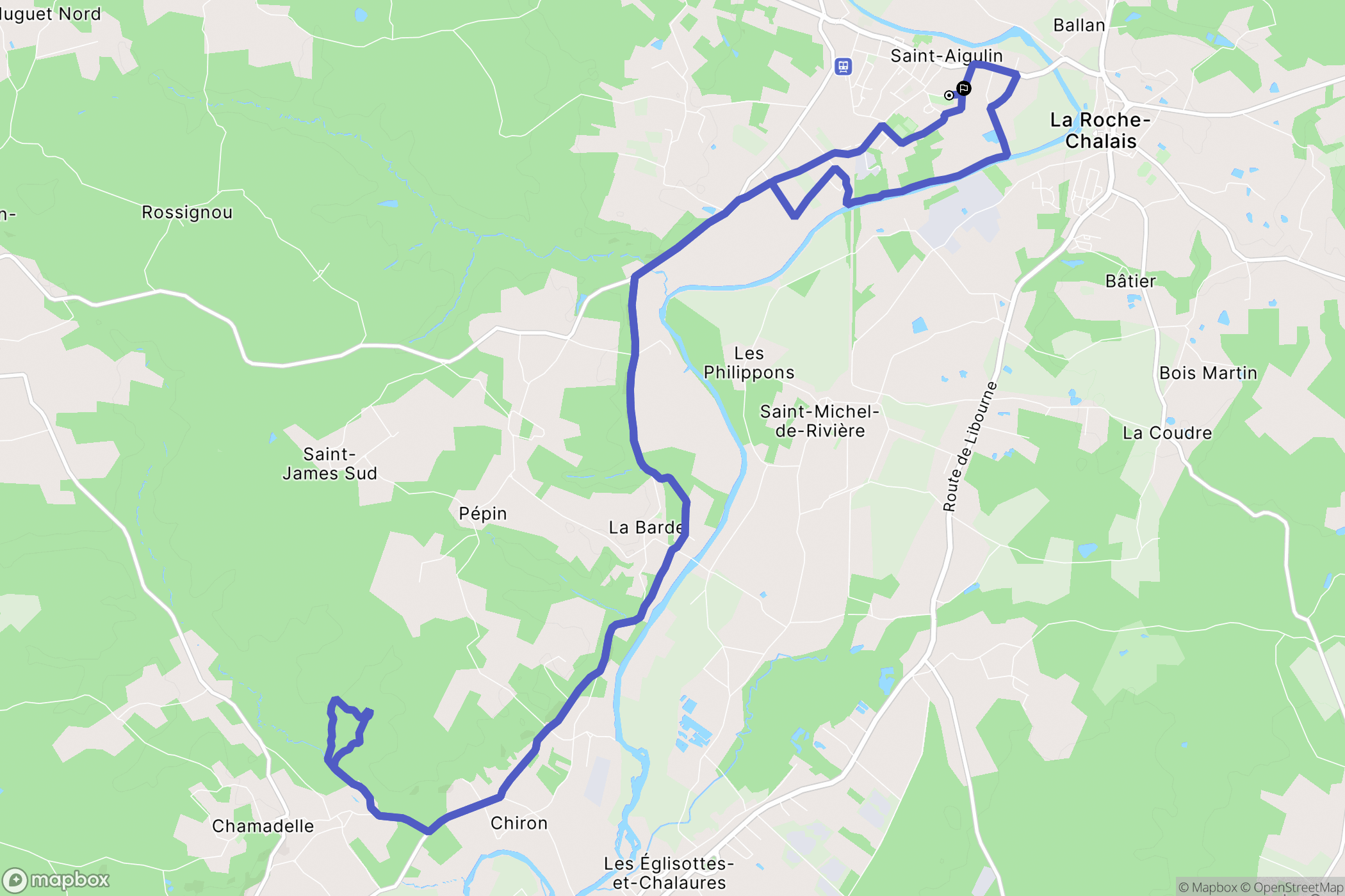 Saint-Aigulin : carte du parcours de randonnée - France